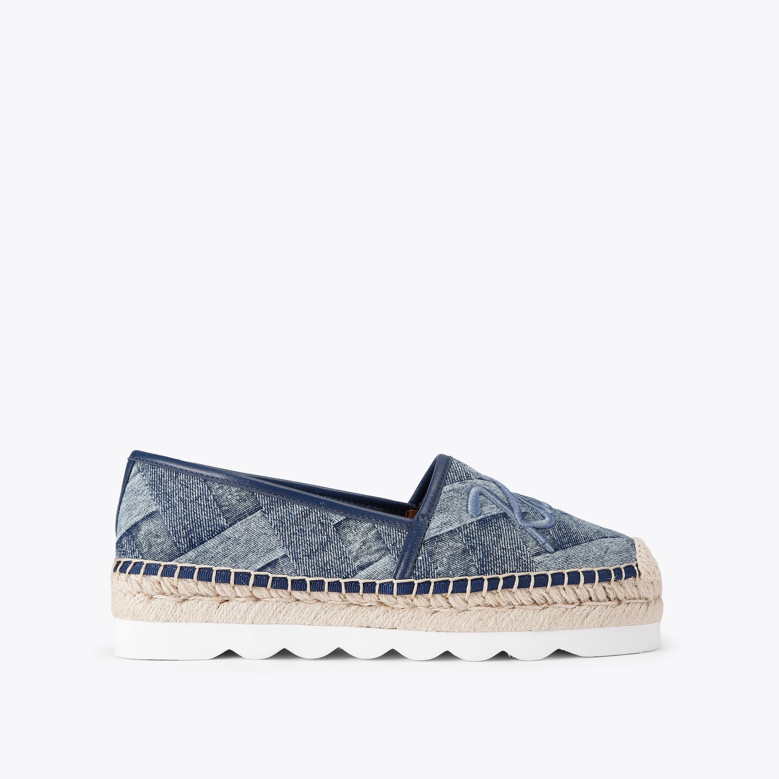 Kurt Cleated Espadrille — Denim Flat, side profile