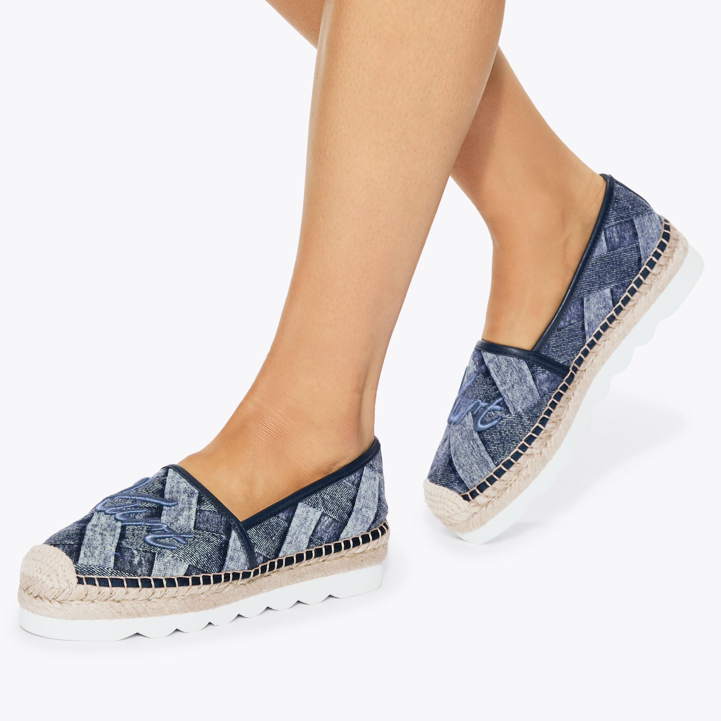 Kurt Cleated Espadrille — Denim Flat, worn on foot