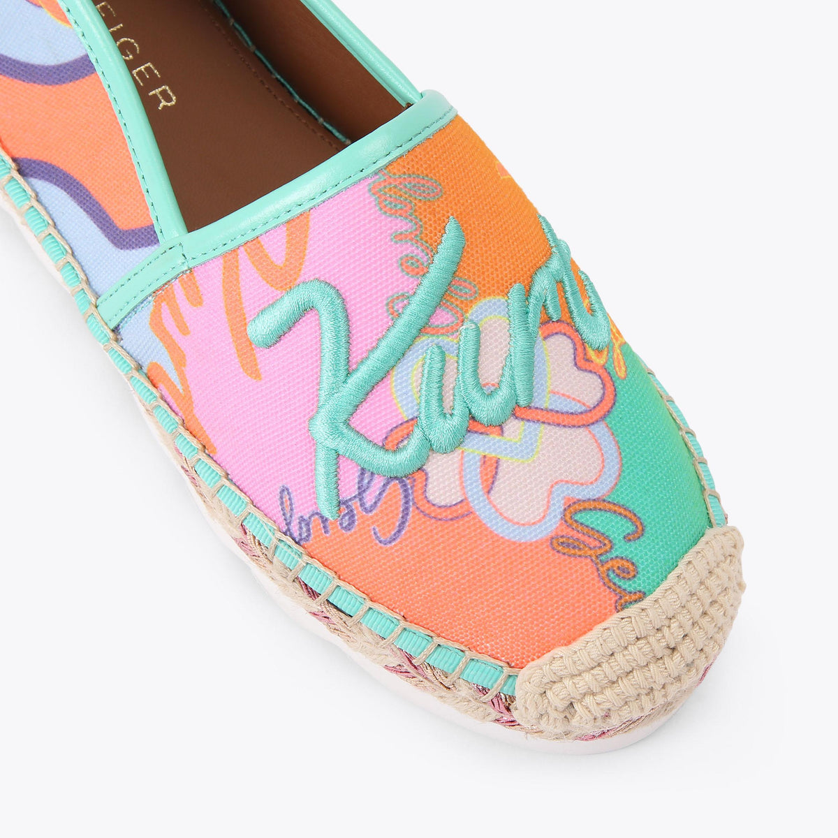 Kurt Cleated Espadrille — Orange and Pink Canvas Flat, view 4