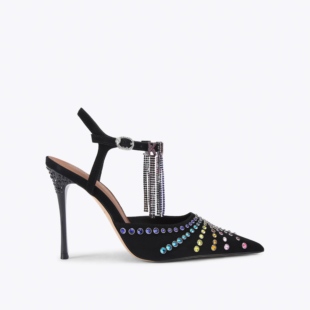Kurt Crystal Point — Black Crystal Point-Toe Heel, side profile