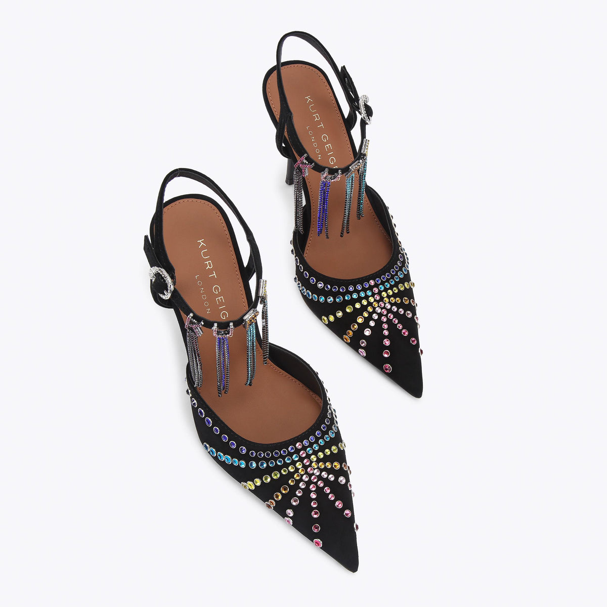 Kurt Crystal Point — Black Crystal Point-Toe Heel, view 4