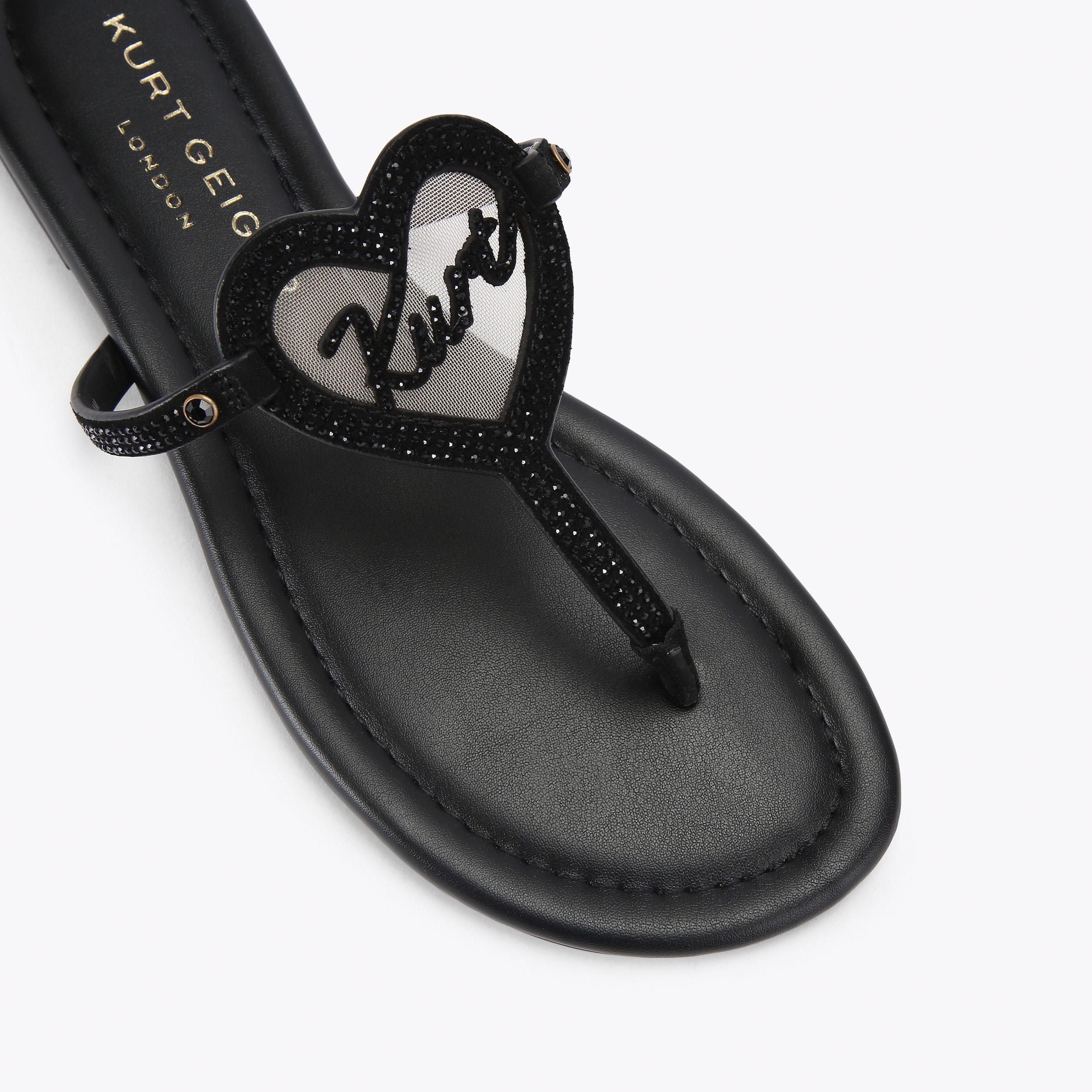 Kurt Heart T-Bar — Black Crystal Sandal, view 5