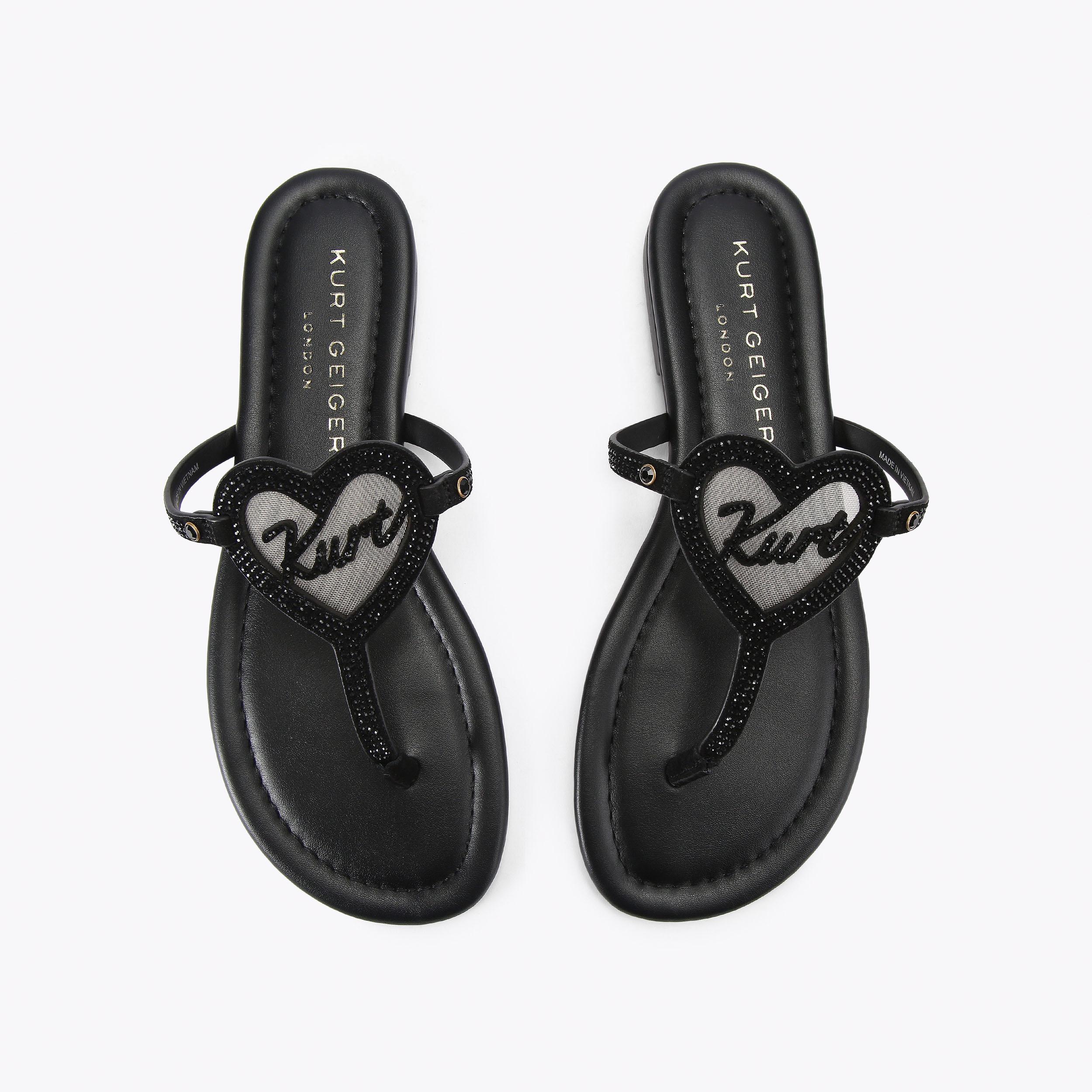 Kurt Heart T-Bar — Black Crystal Sandal, view 4