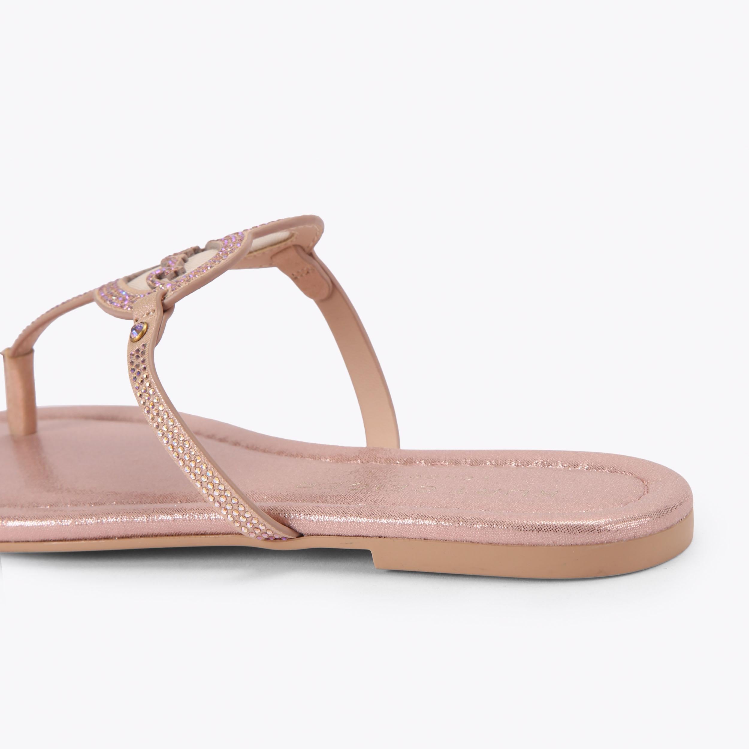 Kurt Heart T-bar Flat — Blush Crystal Sandal, detail