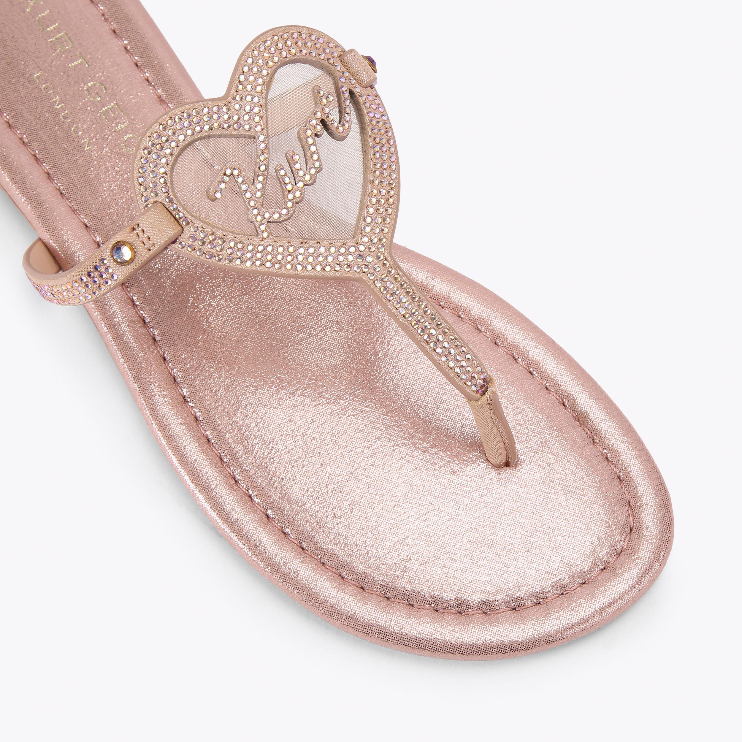 Kurt Heart T-bar Flat — Blush Crystal Sandal, view 5