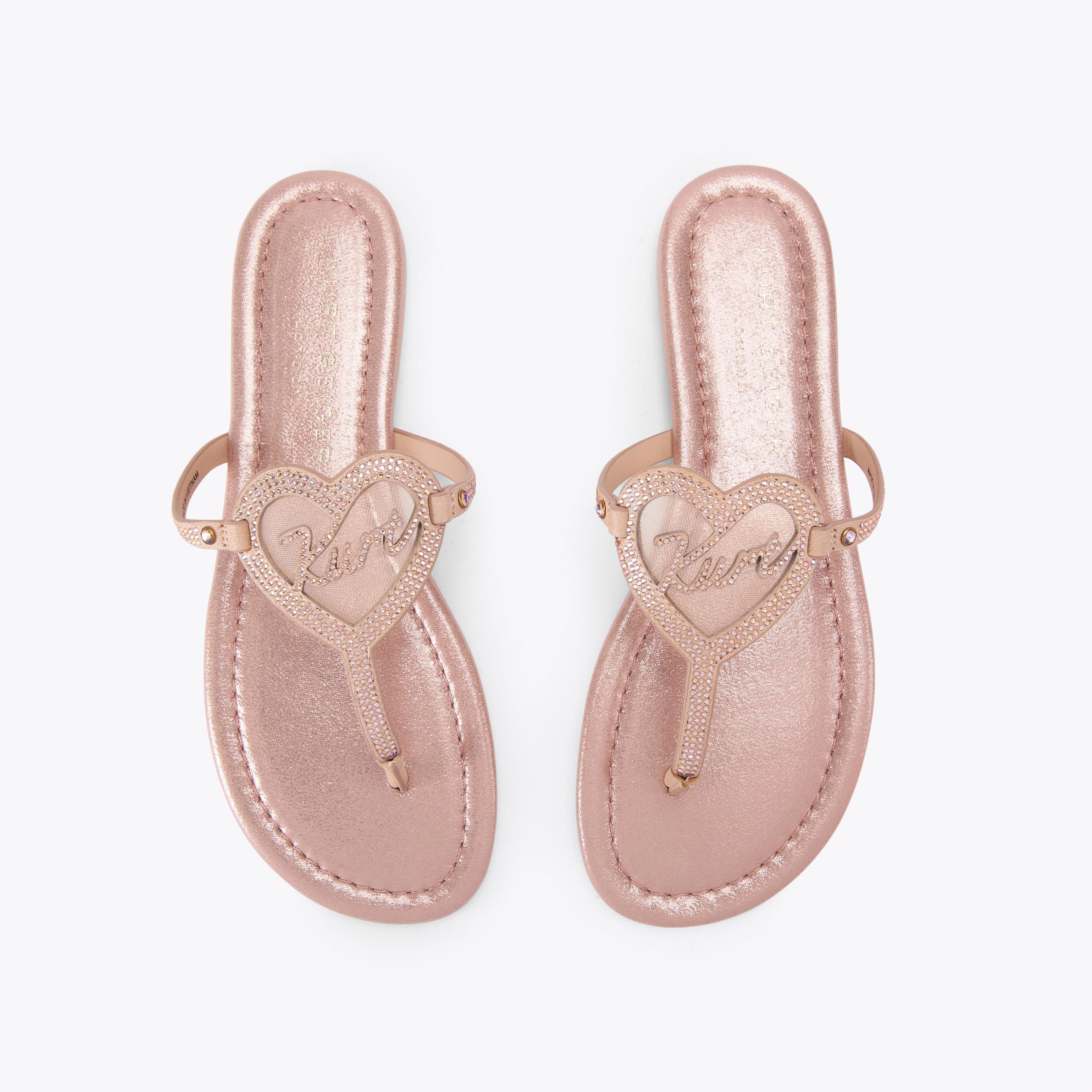 Kurt Heart T-bar Flat — Blush Crystal Sandal, view 1