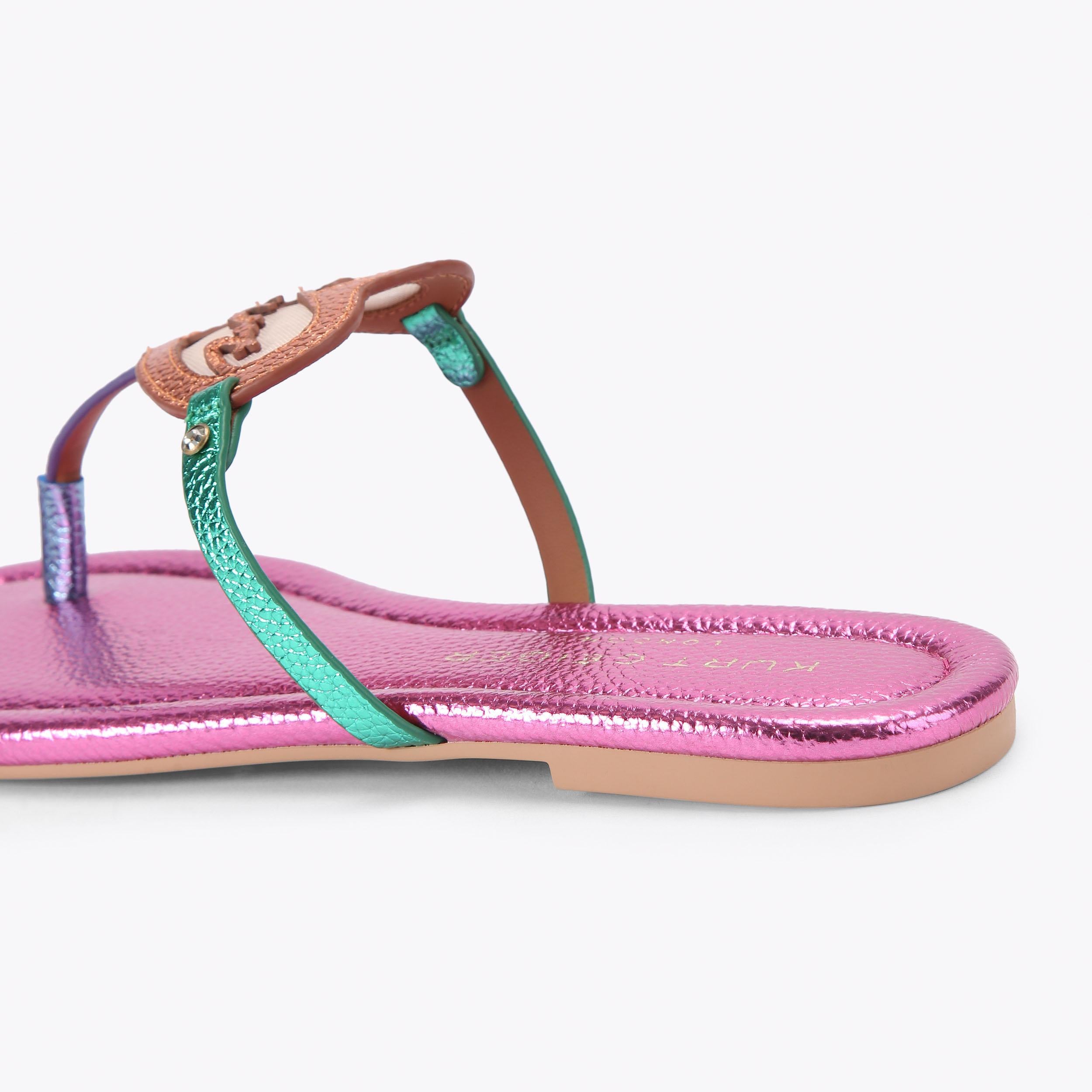 Kurt Heart T-Bar — Multi-Colour Flat Sandal, detail