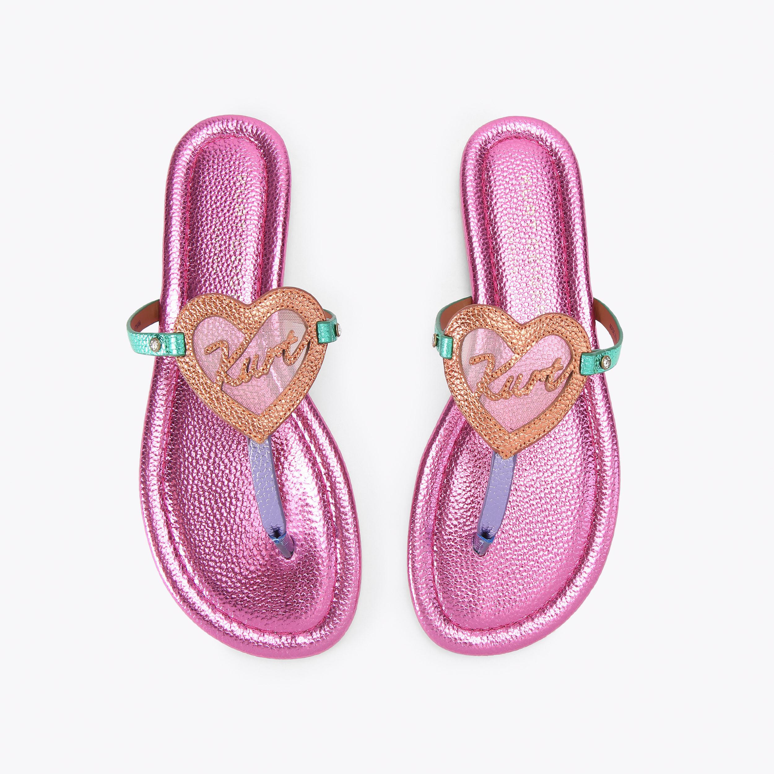 Kurt Heart T-Bar — Multi-Colour Flat Sandal, view 3