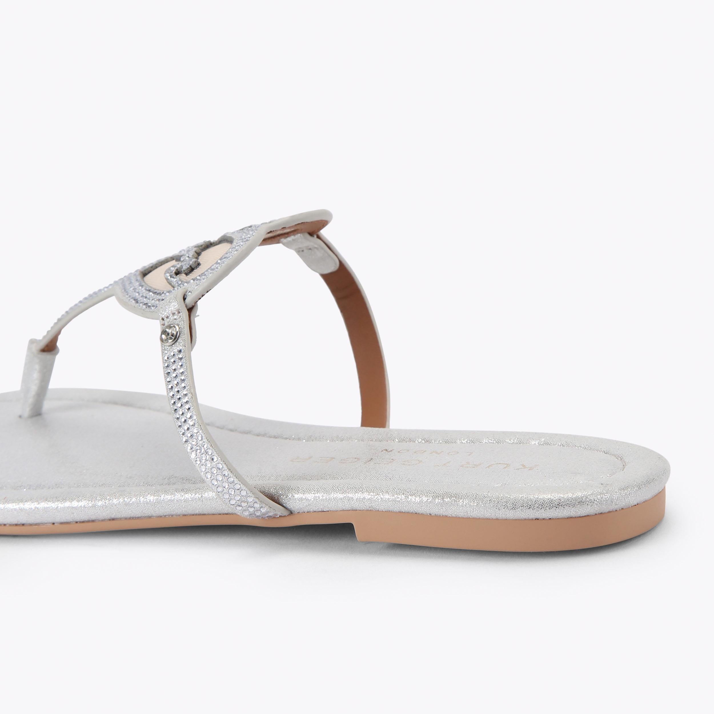 Kurt Heart T-Bar — Silver Crystal Sandal, detail