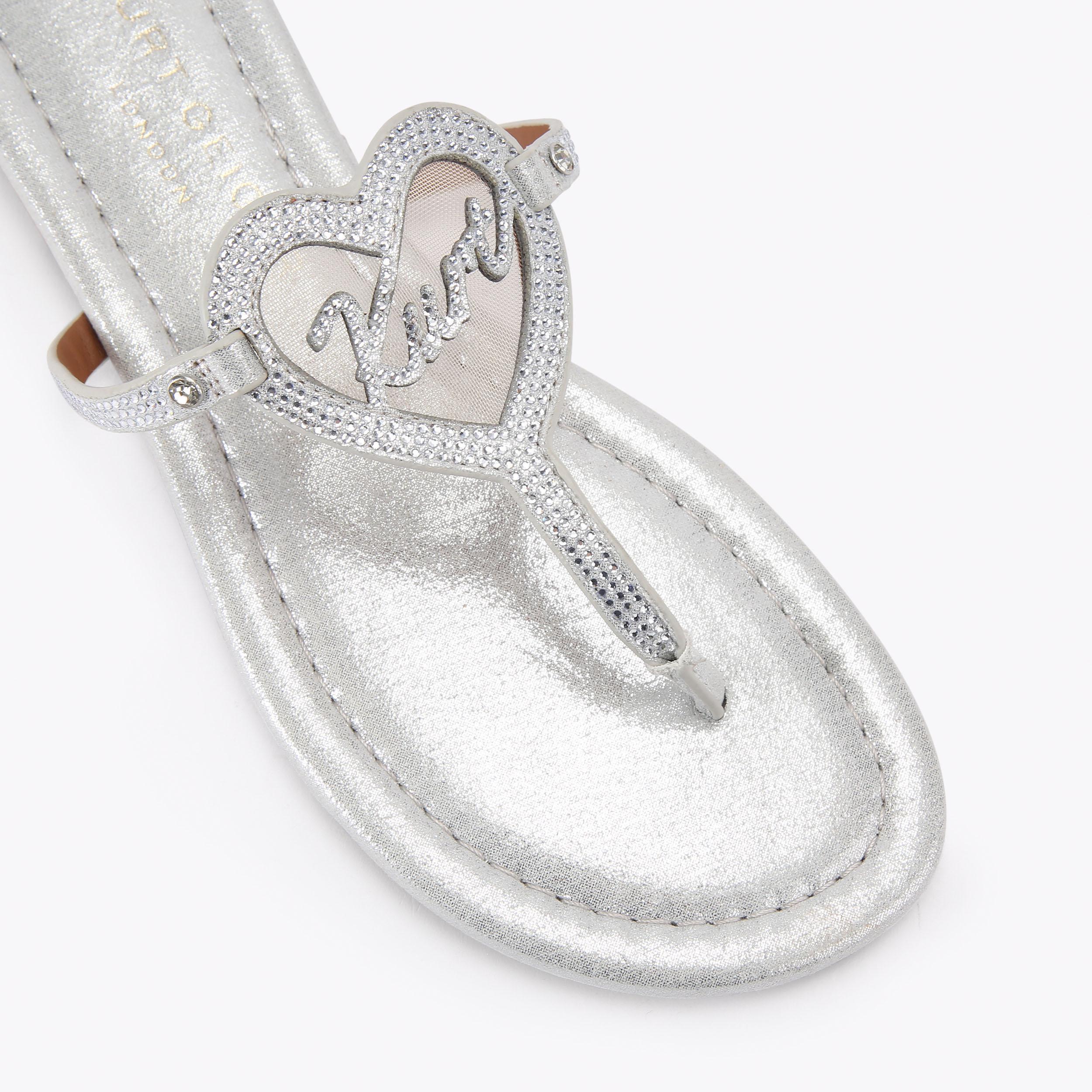 Kurt Heart T-Bar — Silver Crystal Sandal, view 5