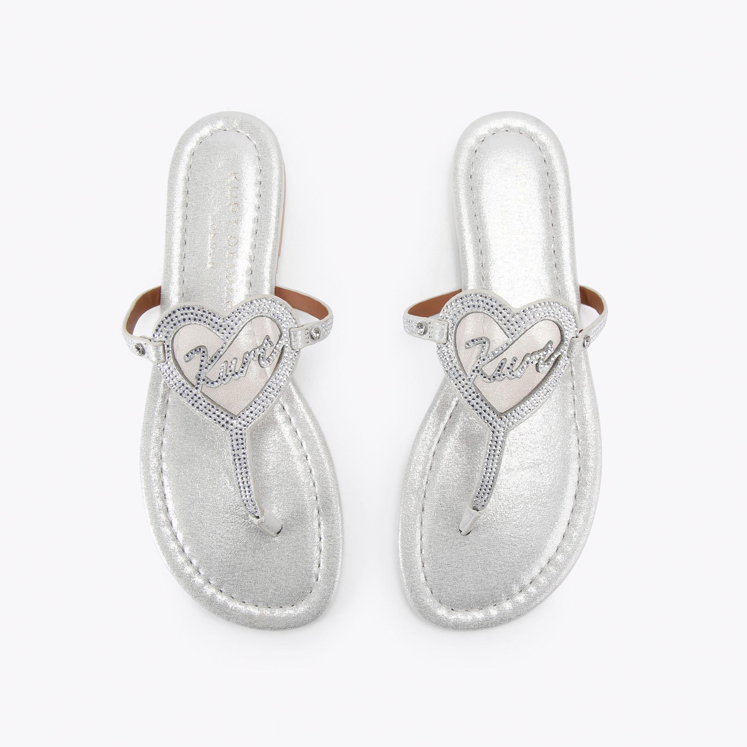 Kurt Heart T-Bar — Silver Crystal Sandal, view 3