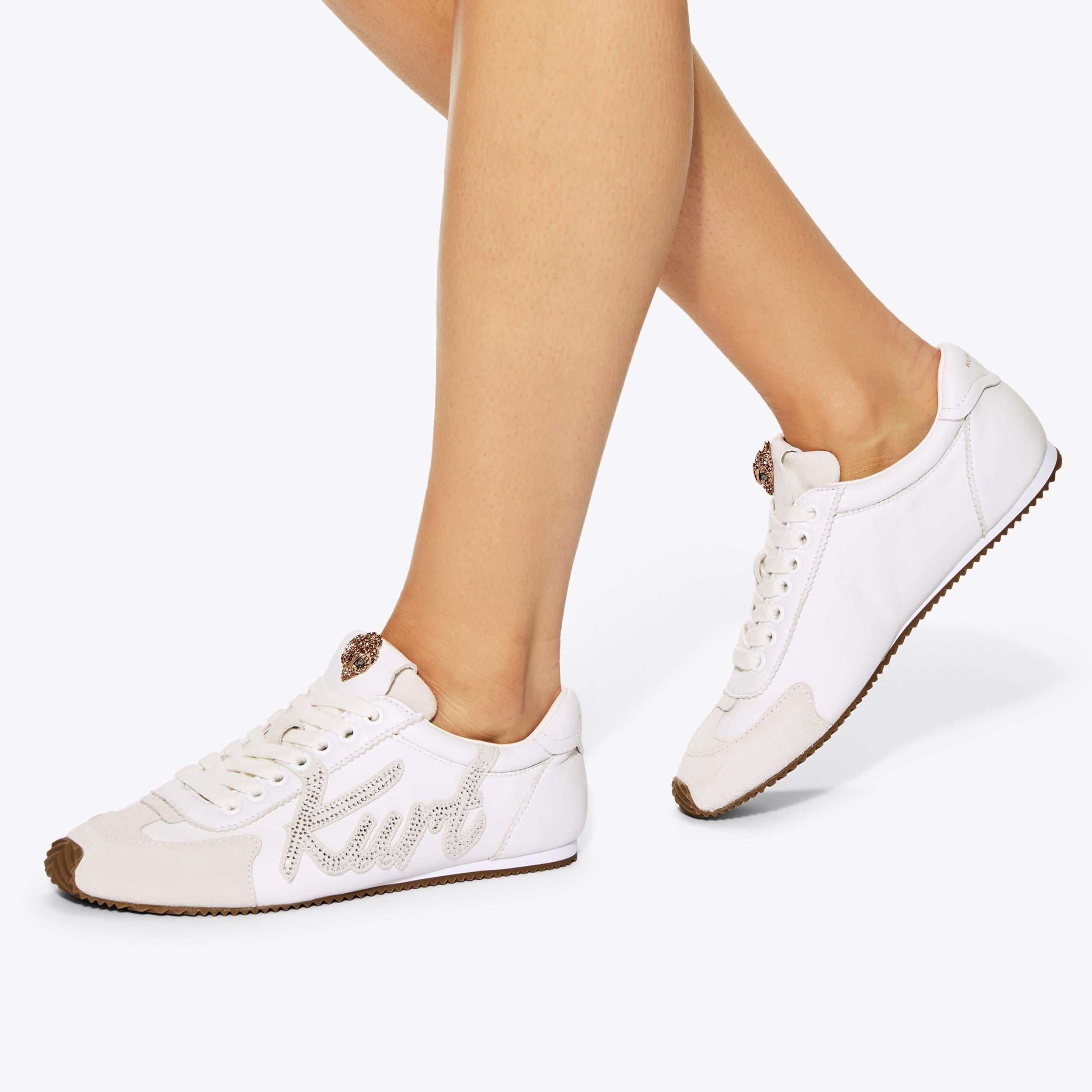 Islington — White Leather Sneaker, worn on foot