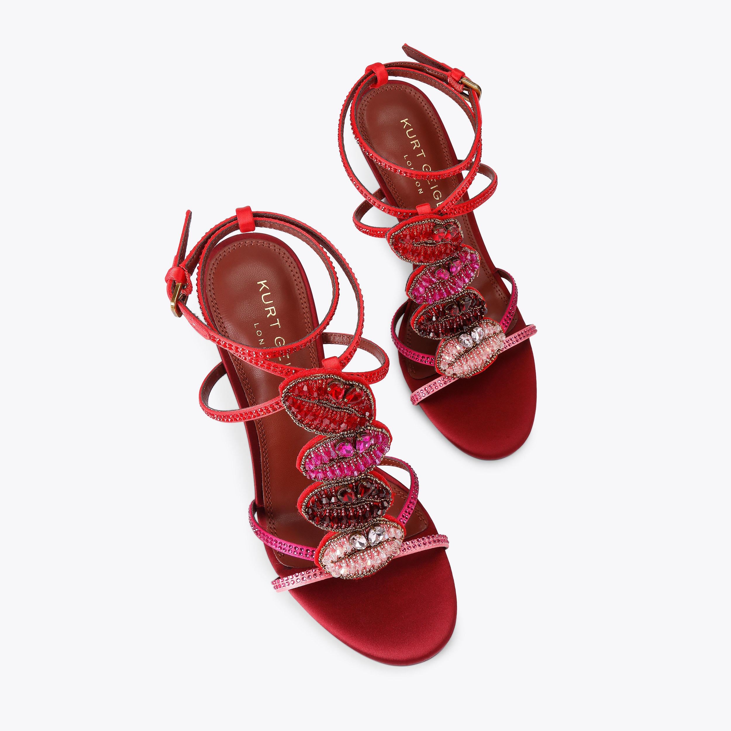 Kurt Kiss — Red and Pink Fabric Sandal, view 4