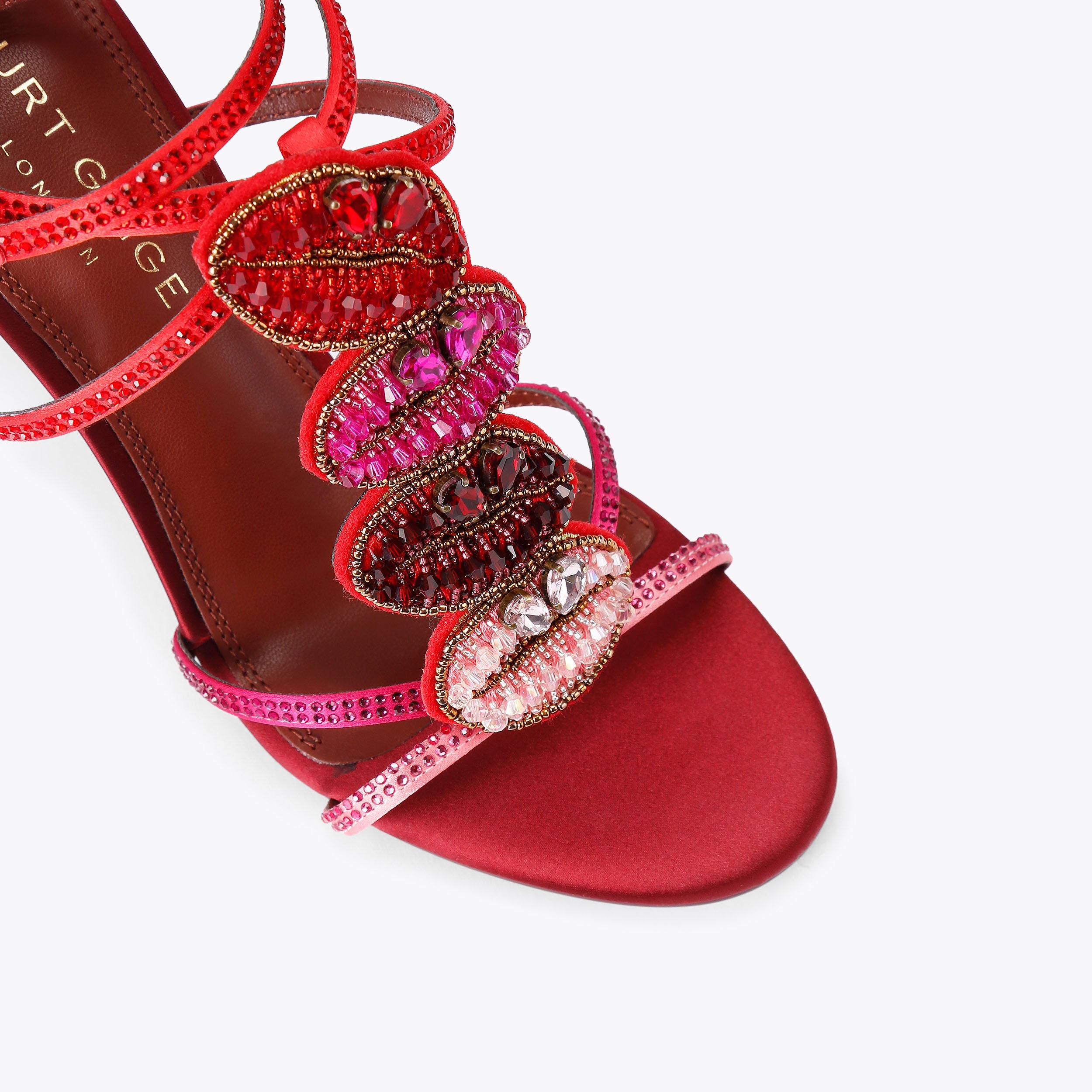Kurt Kiss — Red and Pink Fabric Sandal, view 5