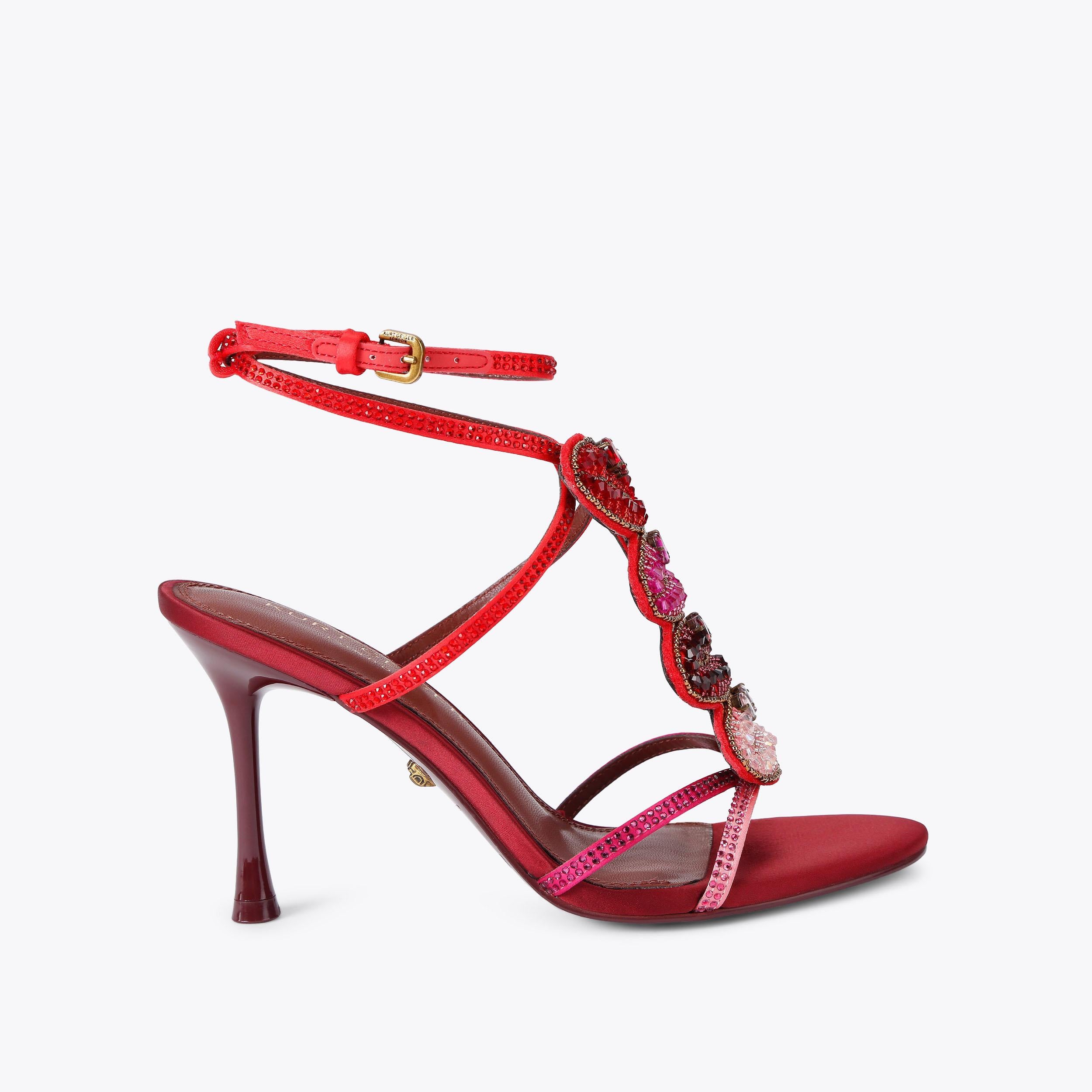 Kurt Kiss — Red and Pink Fabric Sandal, side profile