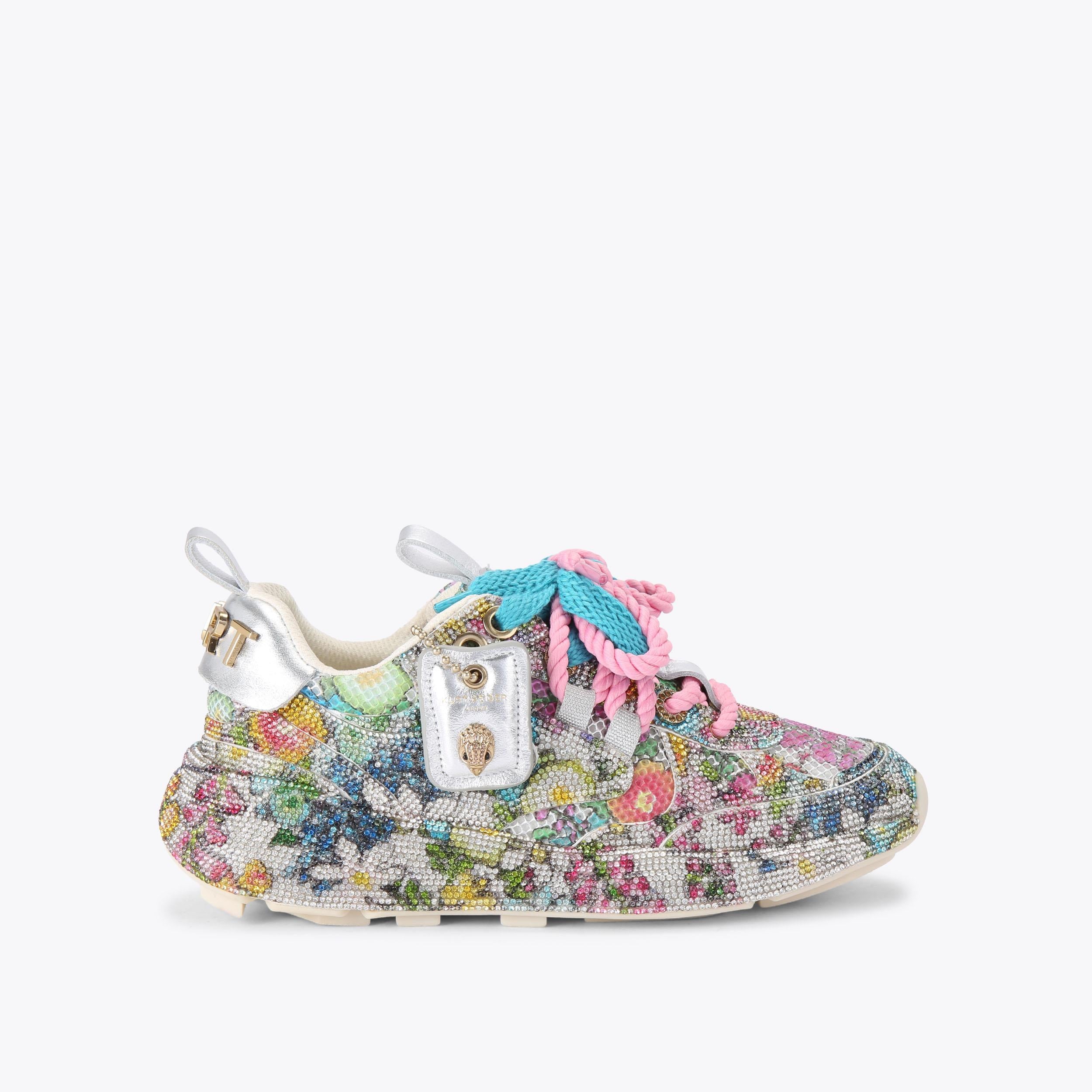 Kurt Runner — Multi Floral Sequin Sneaker, side profile