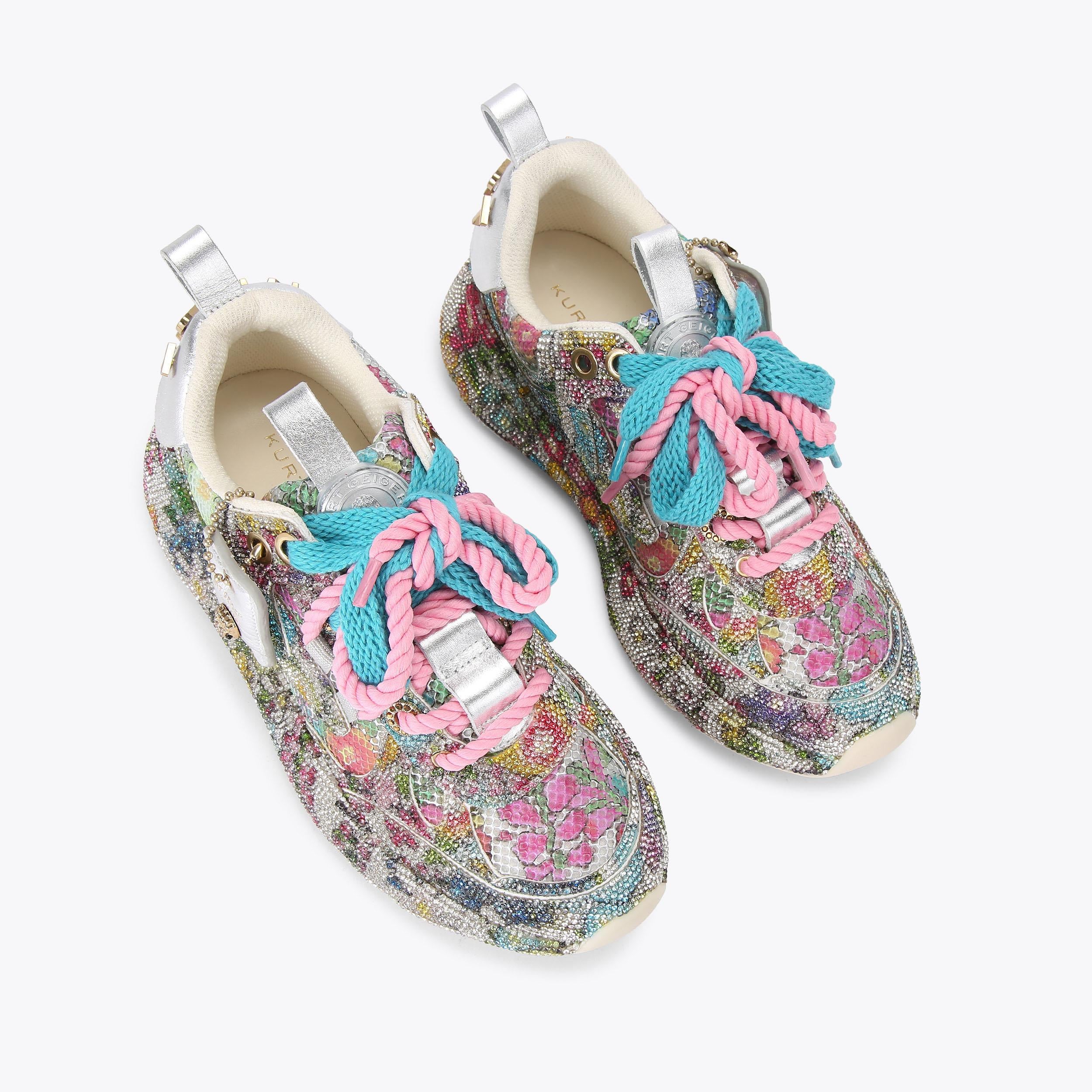 Kurt Runner — Multi Floral Sequin Sneaker, view 4