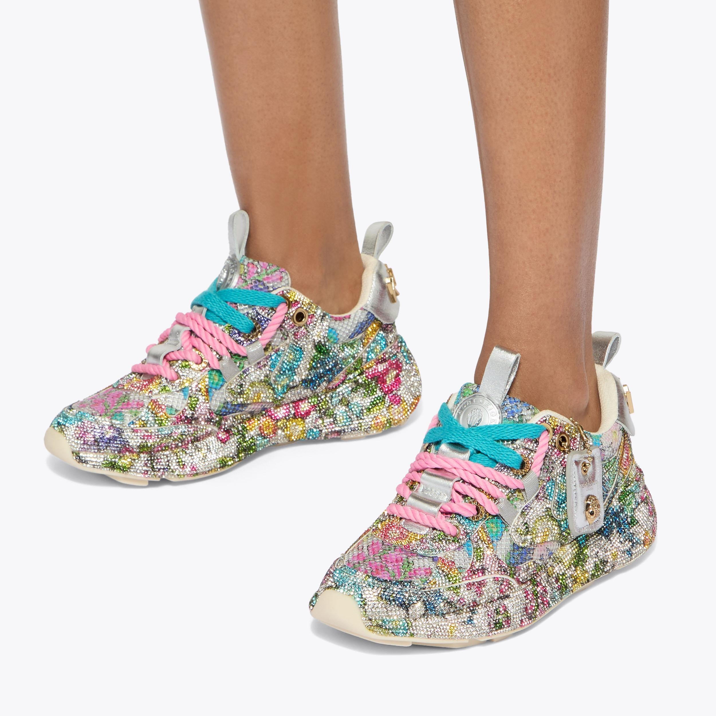 Kurt Runner — Multi Floral Sequin Sneaker, worn on foot
