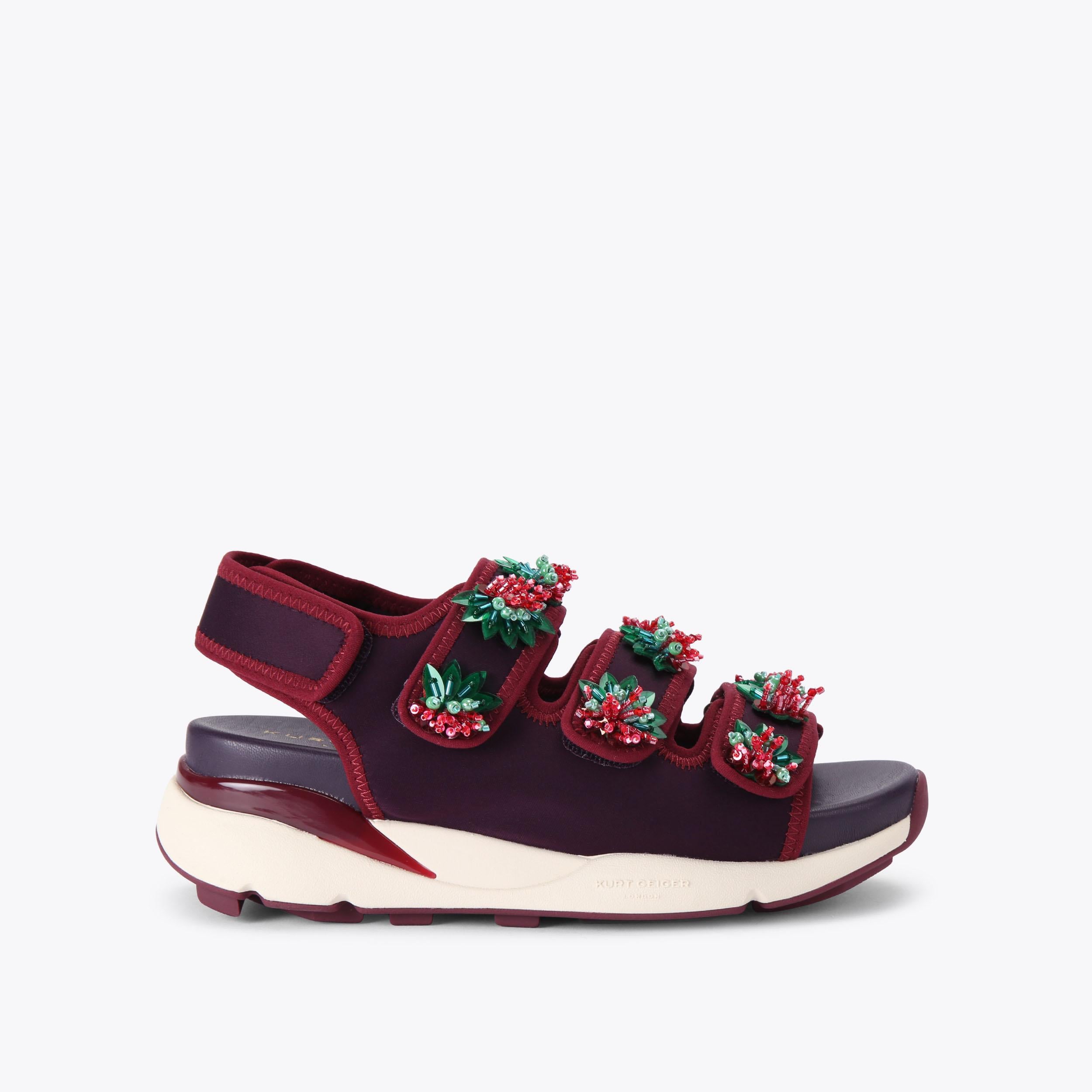 Kurt Runner Sandal — Wine Fabric Sandal, side profile