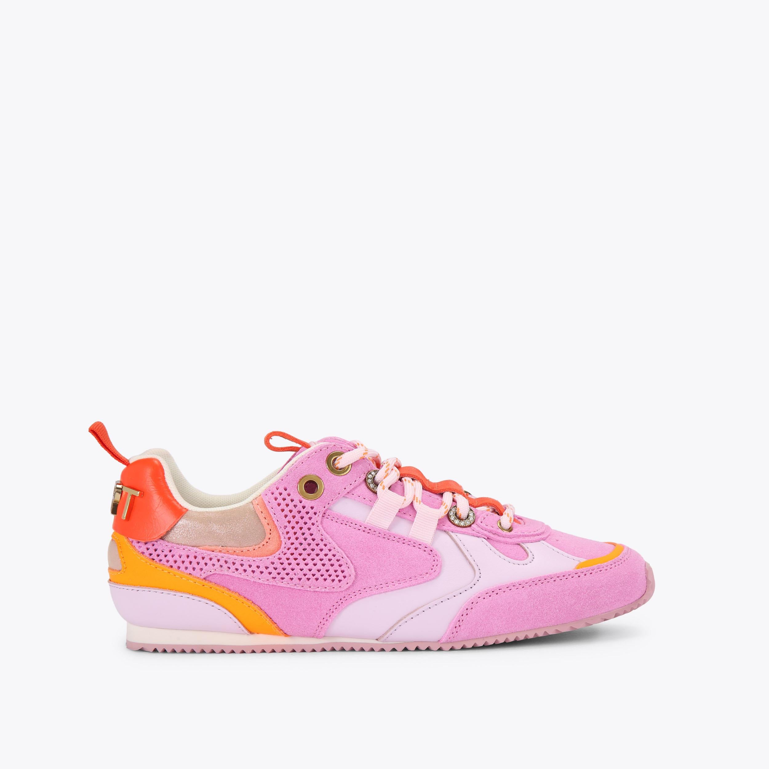 Kurt Slim Runner — Pink Combination Suede Sneaker, side profile