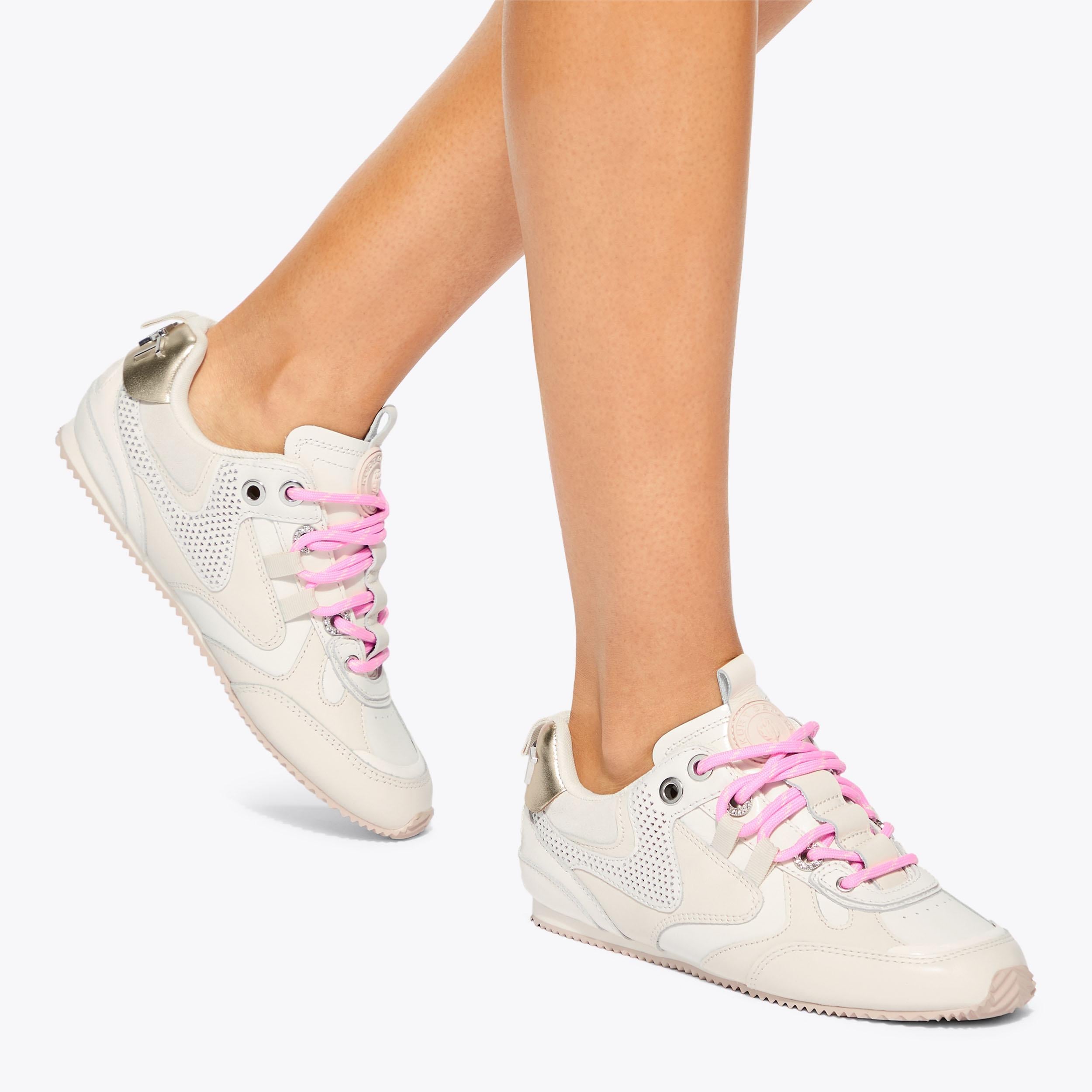 Kurt Slim Runner — White Leather Sneaker, worn on foot