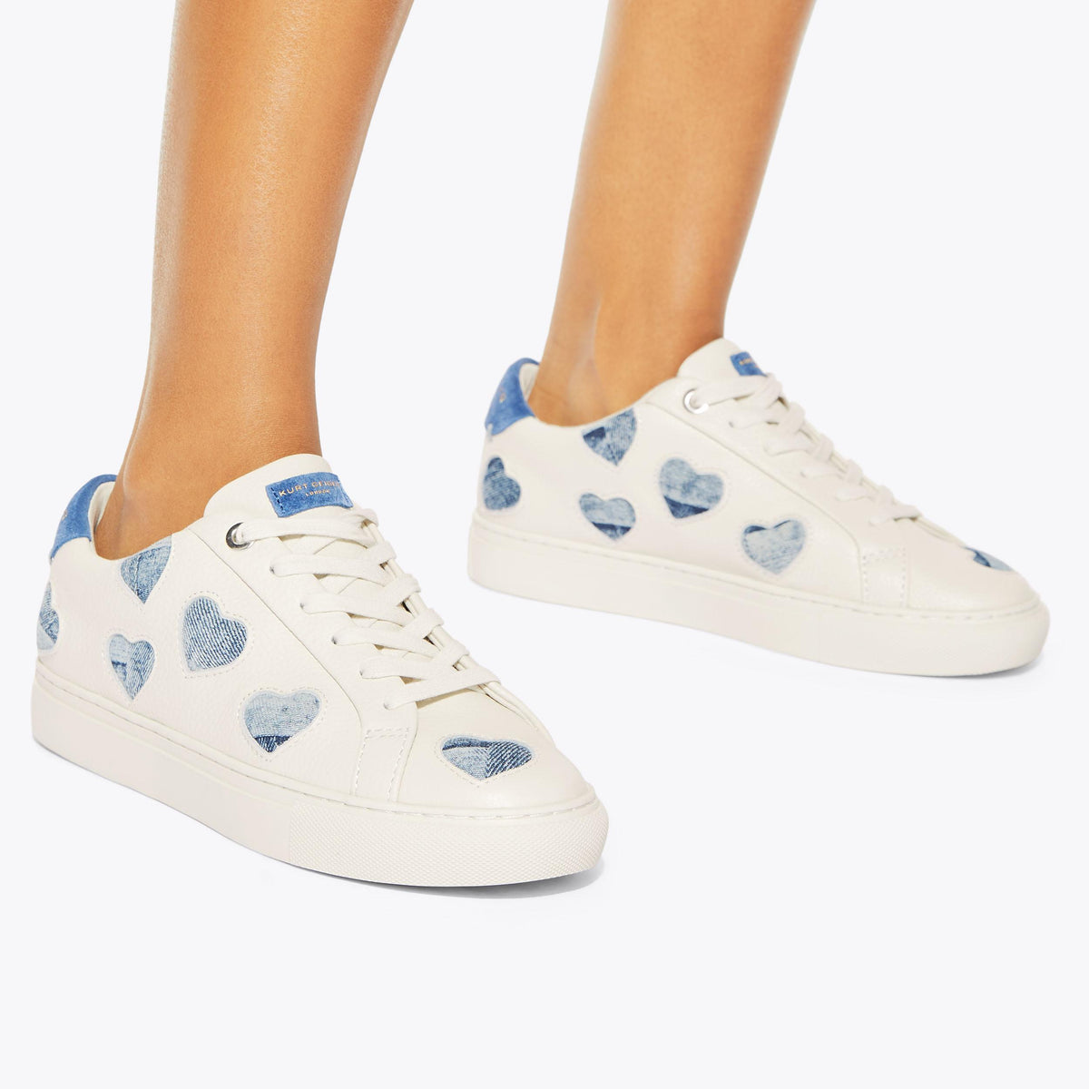 Lane Love — White Denim Heart Sneaker, worn on foot