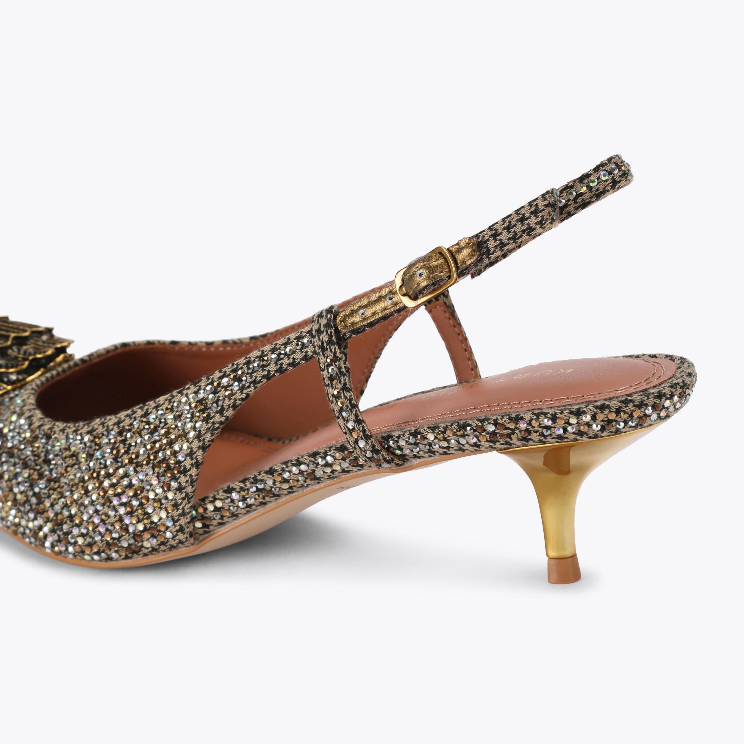 Belsize 40 Sling — Beige Combination Kitten Heel, detail