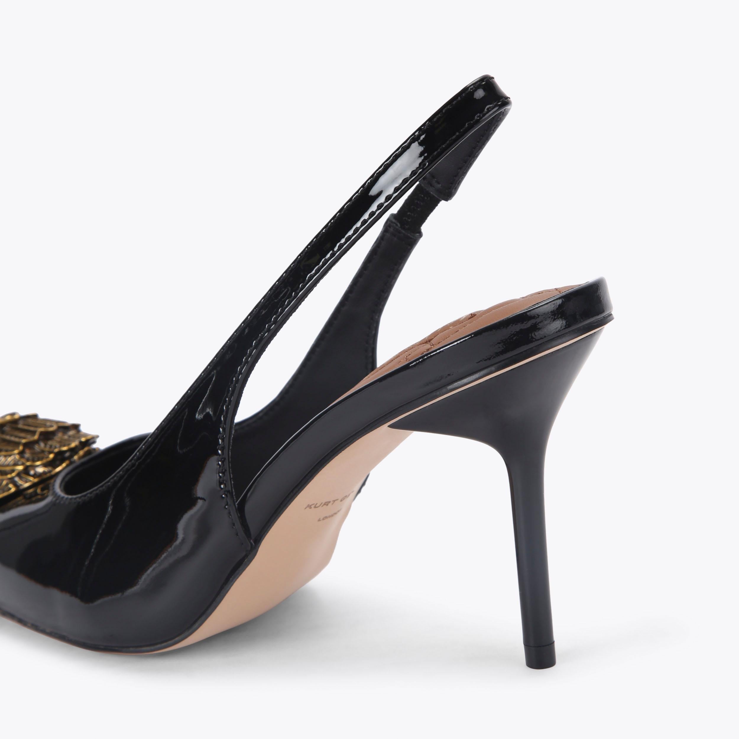 Belsize — Black Patent Sling Back Heel, detail