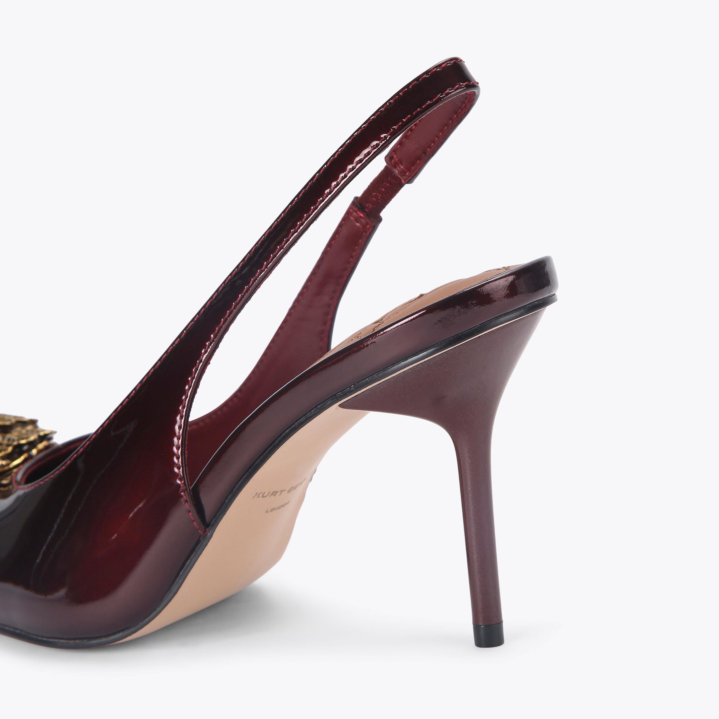 Belsize Eagle Sling — Wine Patent Heeled Sandal, detail