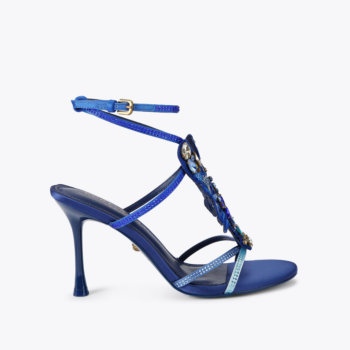 Lobster Sandal — Blue Crystal Heeled Sandal, side profile