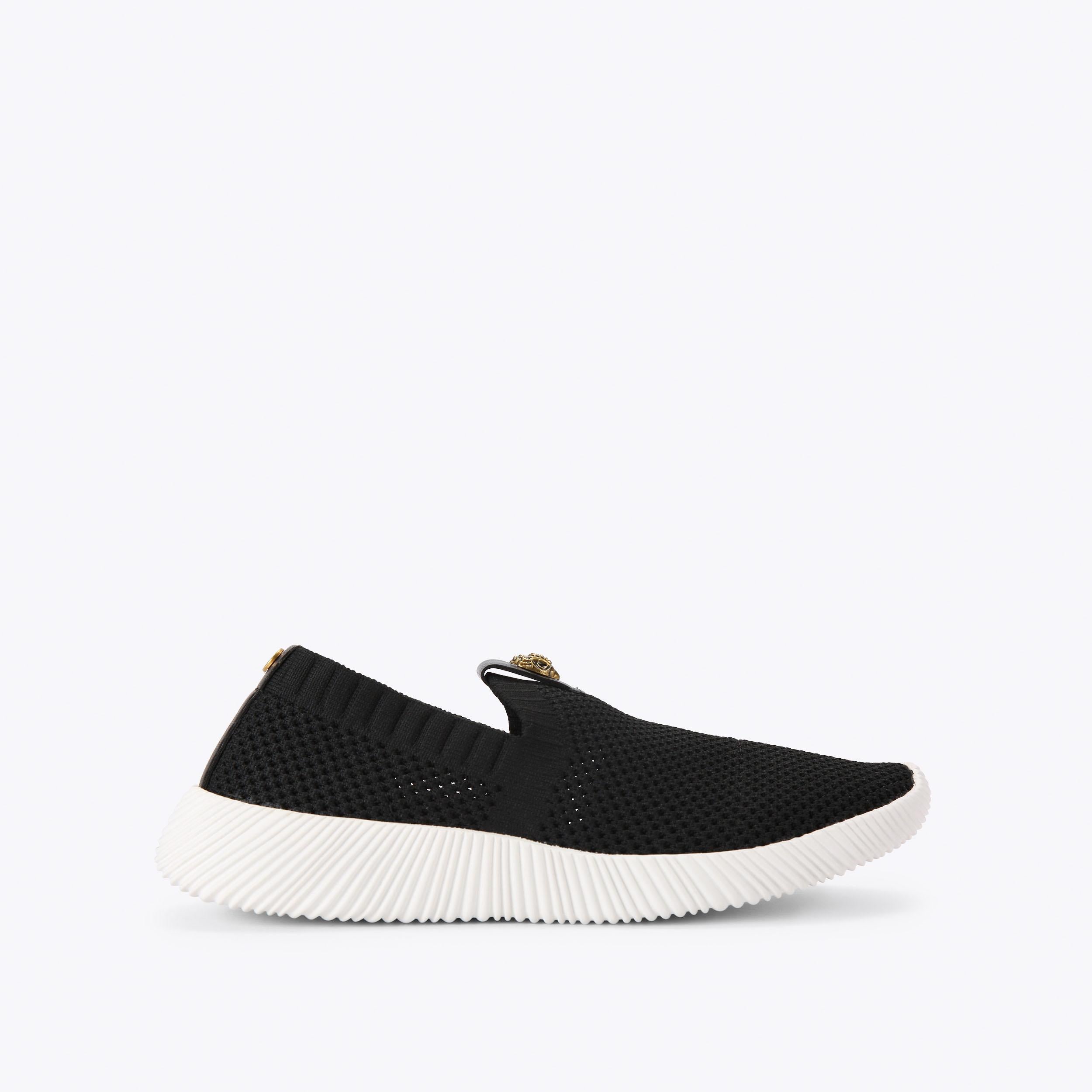 Lorna — Black Fabric Sneaker, side profile