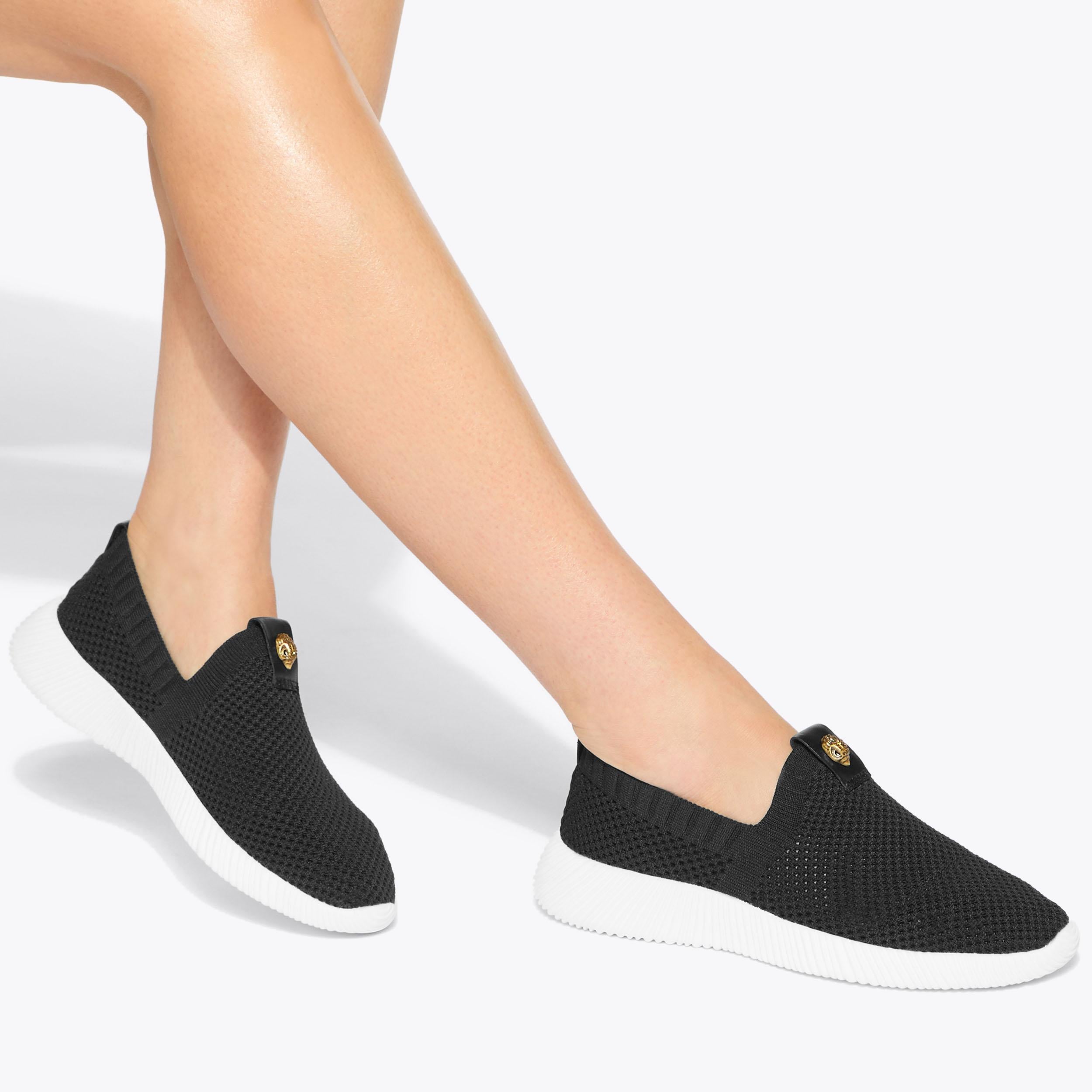 Lorna — Black Fabric Sneaker, worn on foot