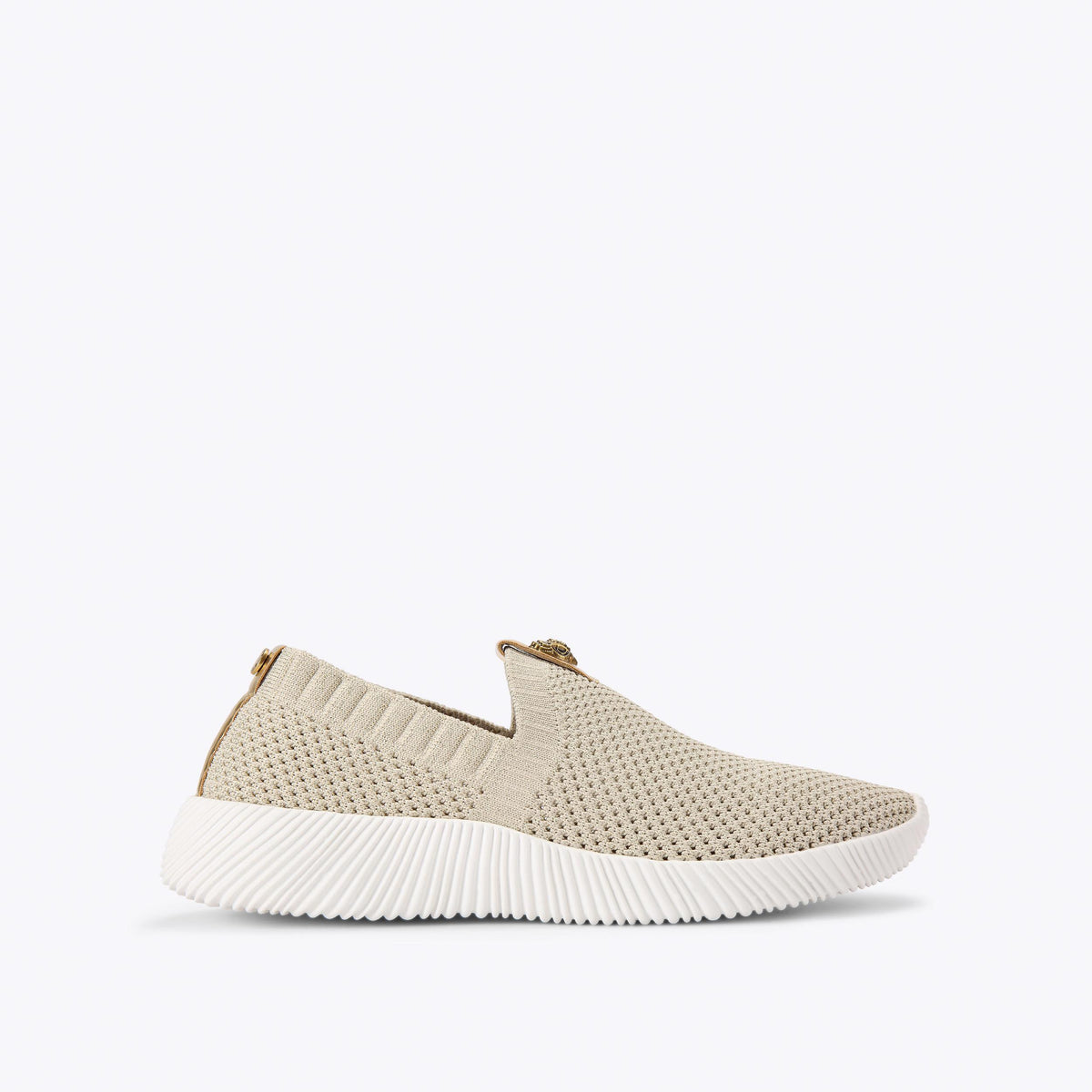 Lorna — Gold Fabric Sneaker, side profile