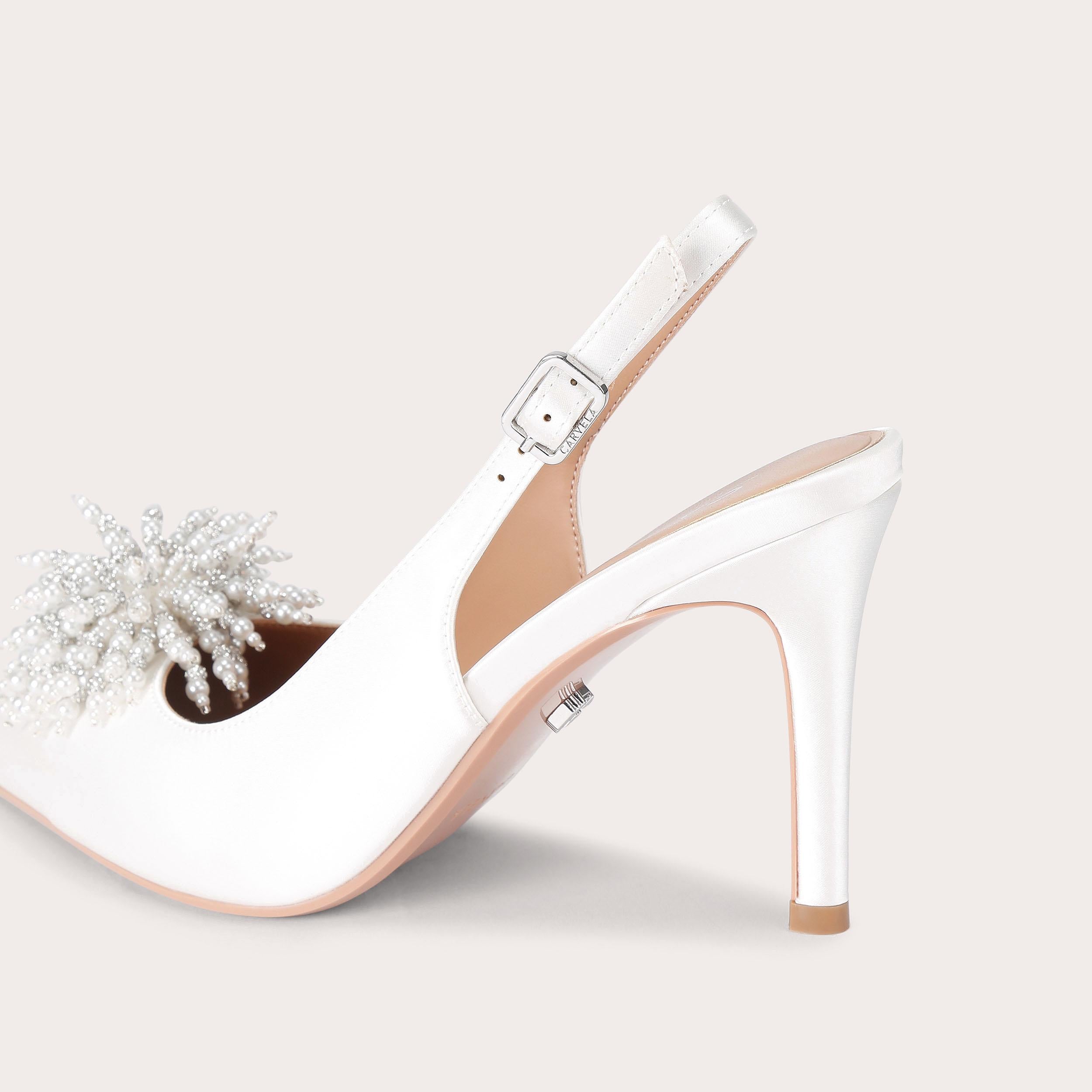 Lucia Sling — White Satin Slingback Heel, detail