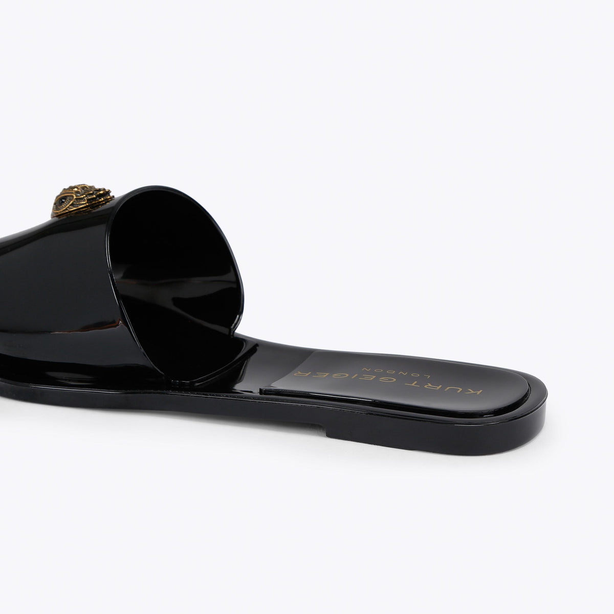 Maddison Slide — Black Perspex Sandal, detail