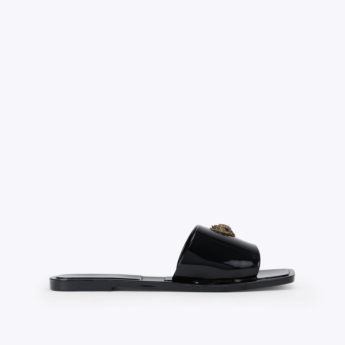 Maddison Slide — Black Perspex Sandal, side profile