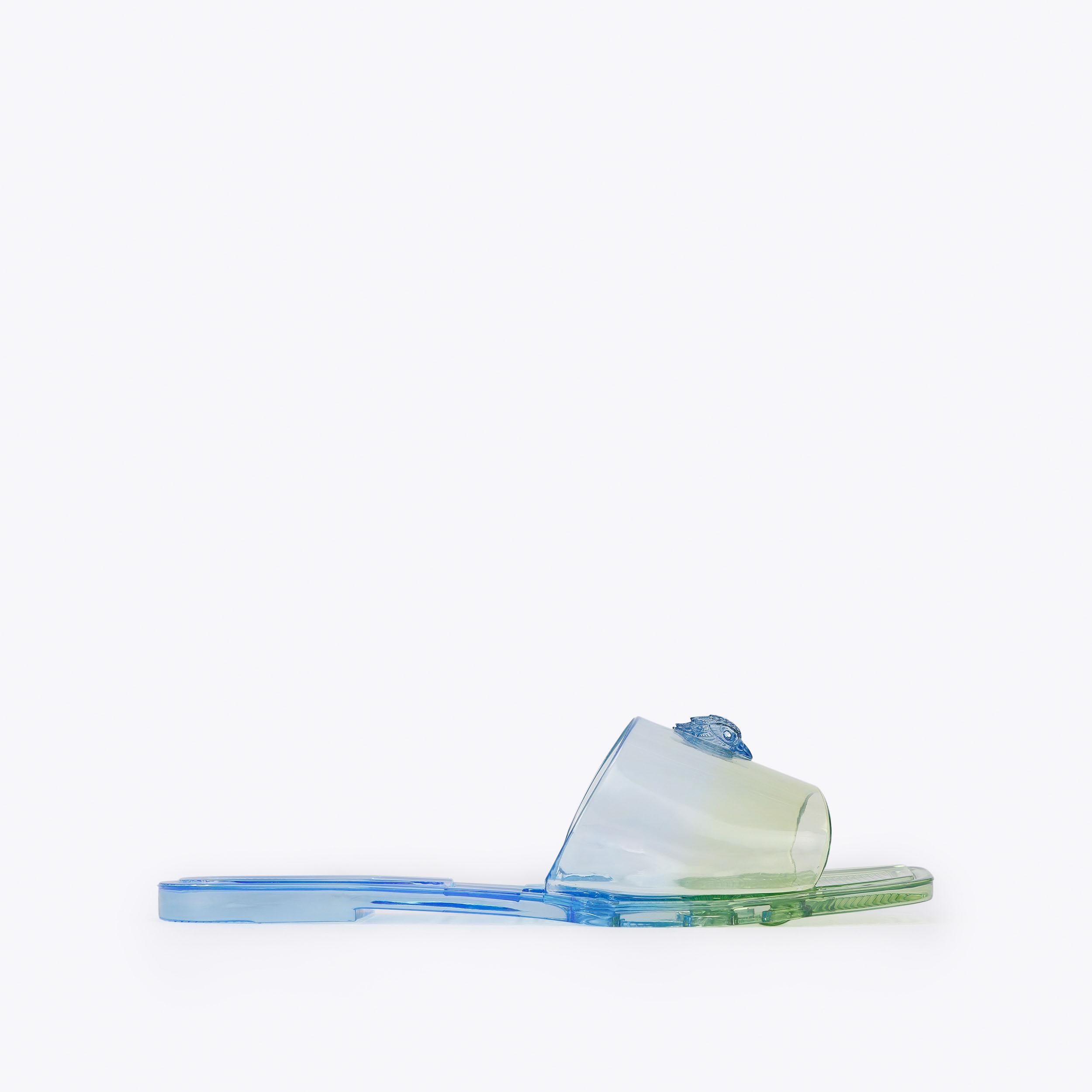 Maddison — Blue-Green Ombre Jelly Slide Sandal, side profile