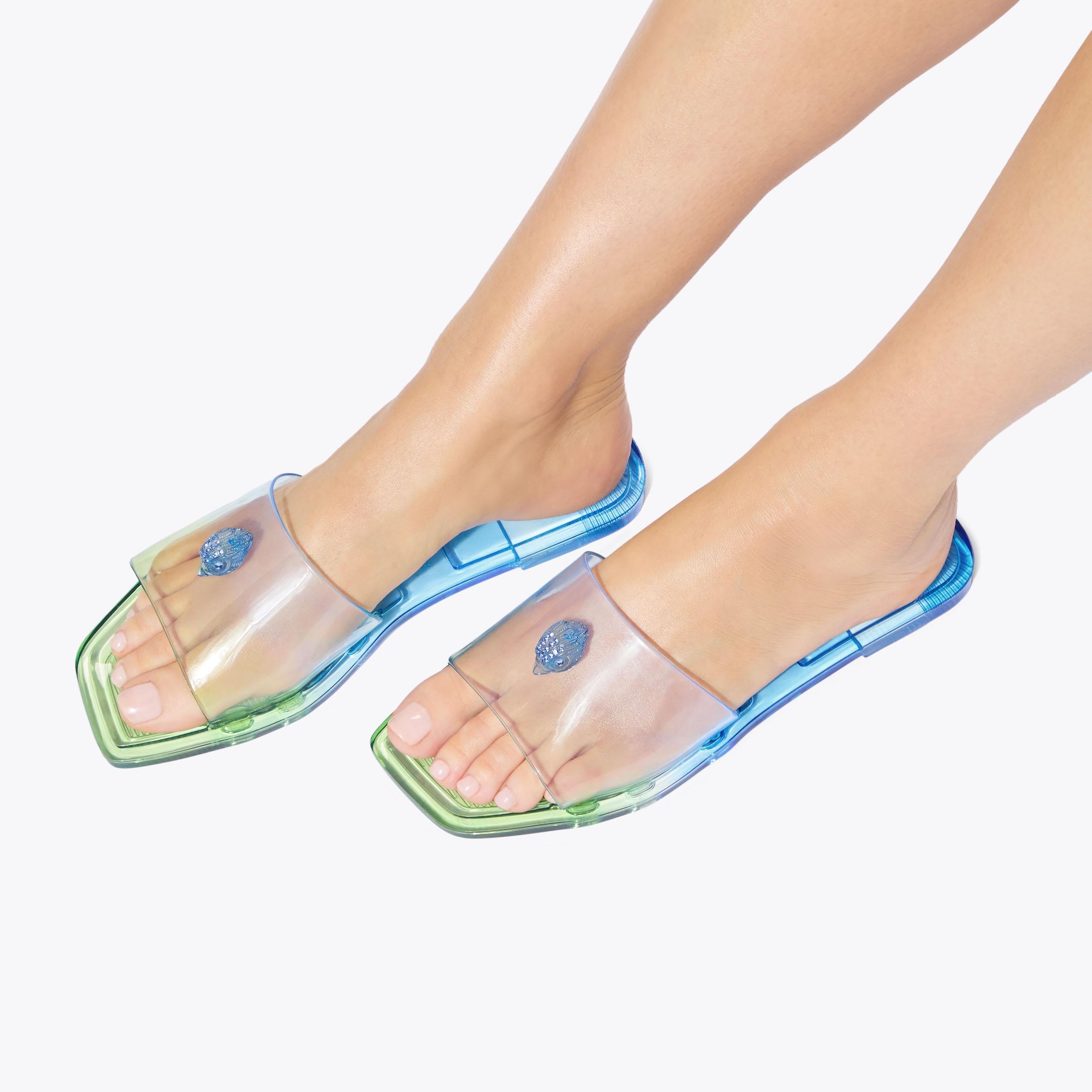 Maddison — Blue-Green Ombre Jelly Slide Sandal, worn on foot