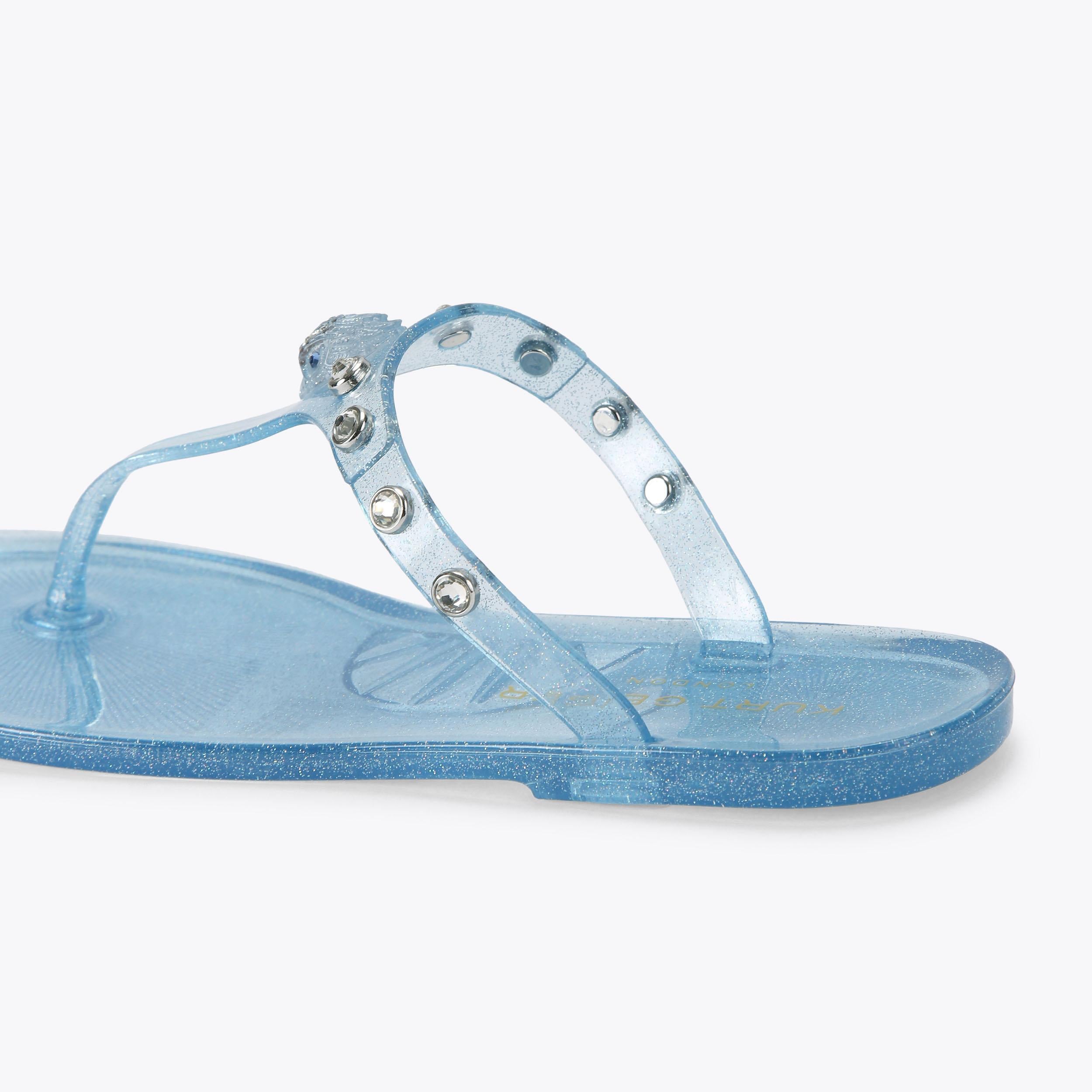 Maddison T-Bar — Pale Blue Crystal Sandal, detail