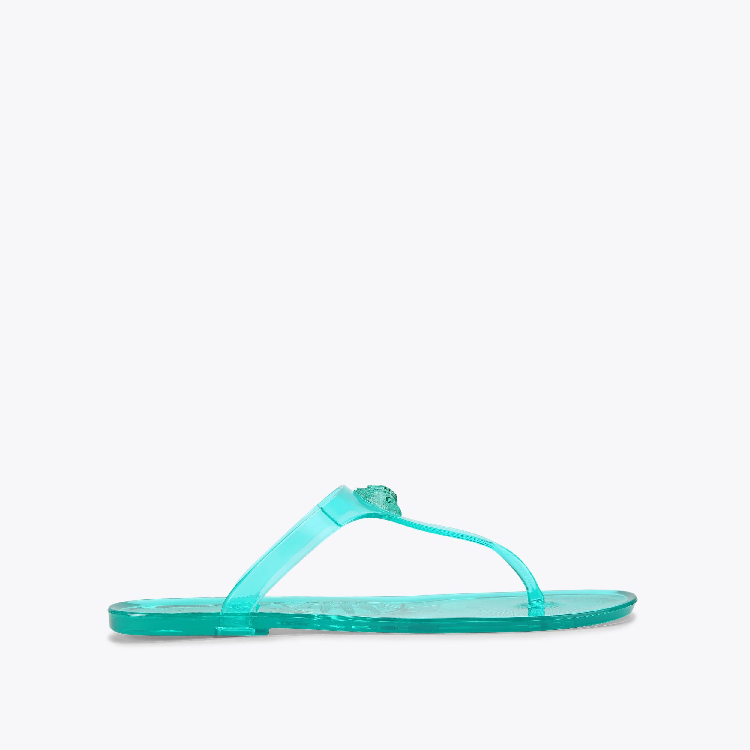 Maddison T-Bar — Teal Crystal Sandal, side profile