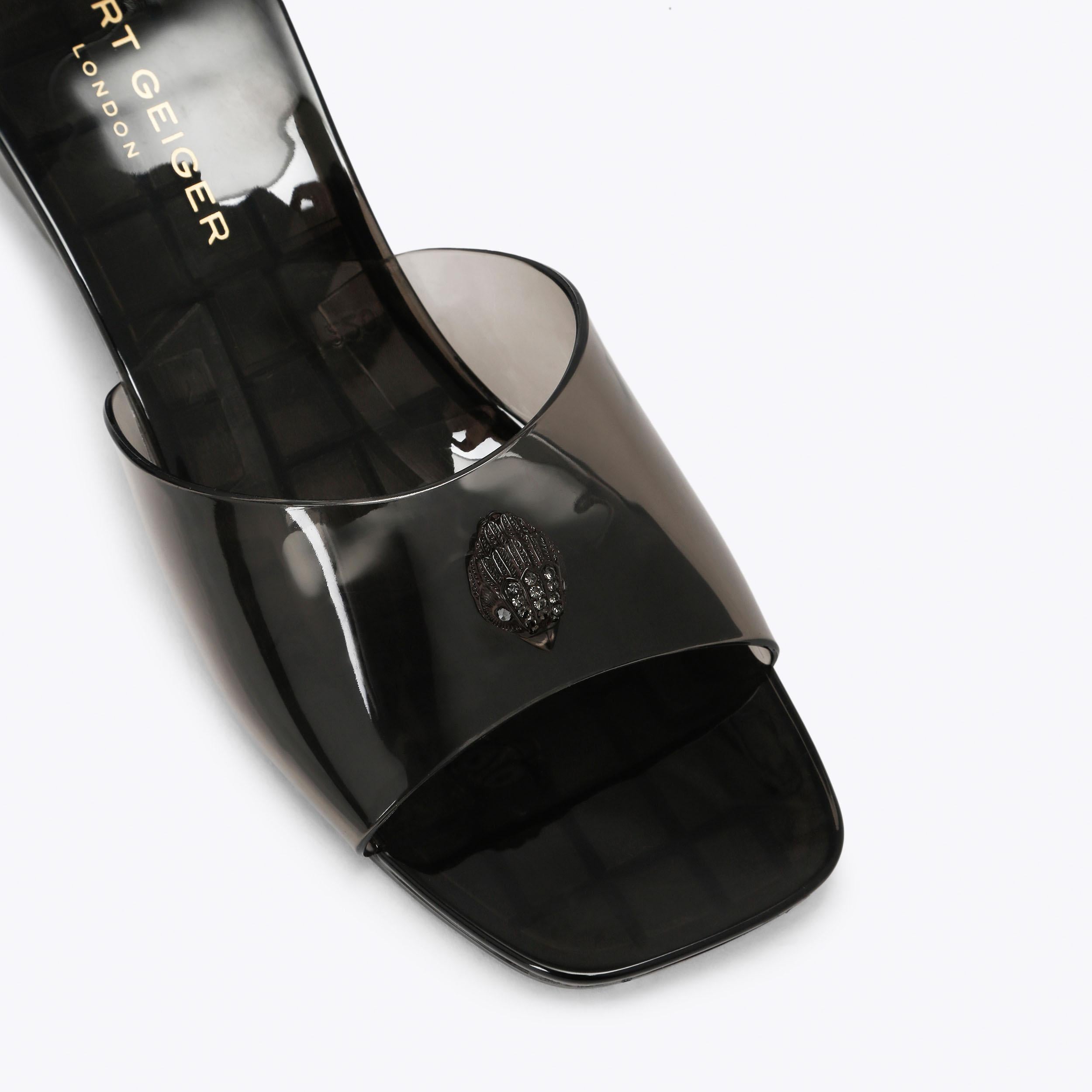 Maddison Wedge Mule — Black Transparent Sandal, view 5