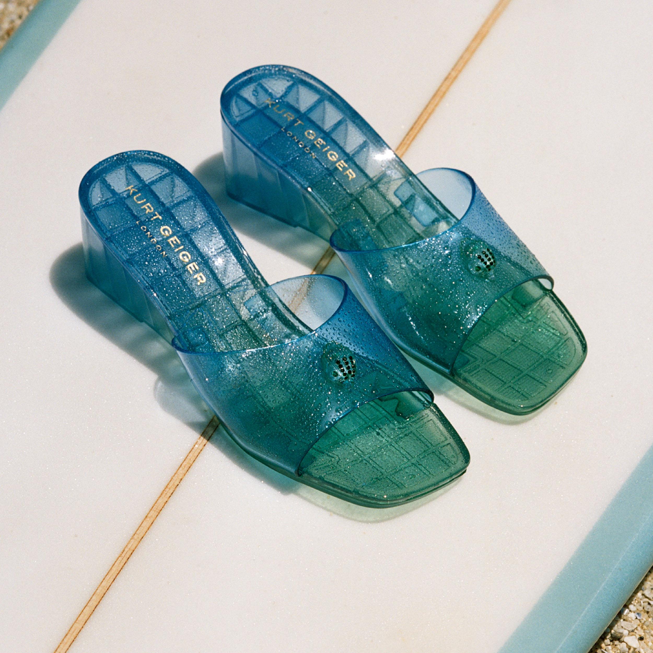 Maddison — Blue Jelly Wedge Mule, view 6