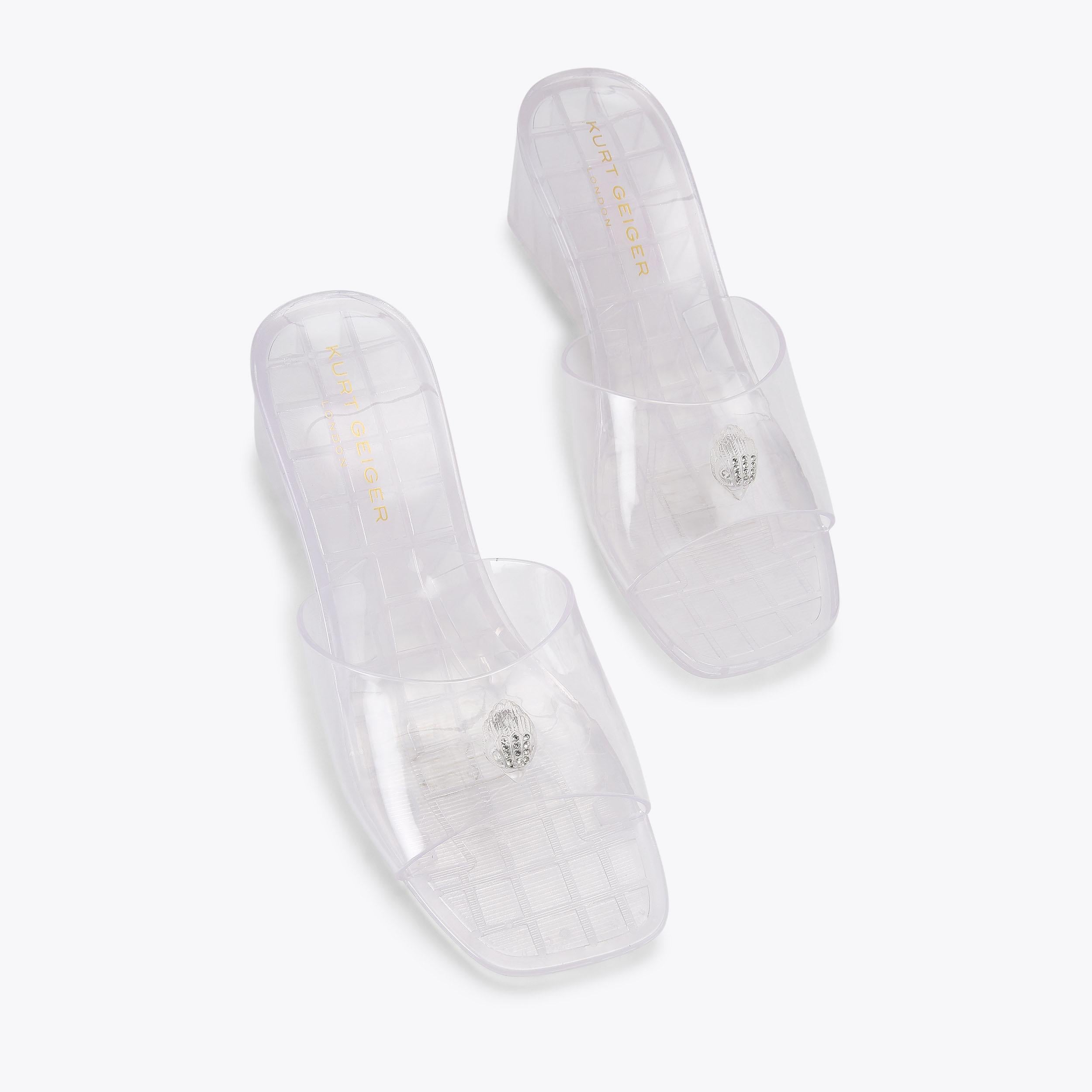 Maddison Wedge Mule — Clear Crystal Sandal, view 4