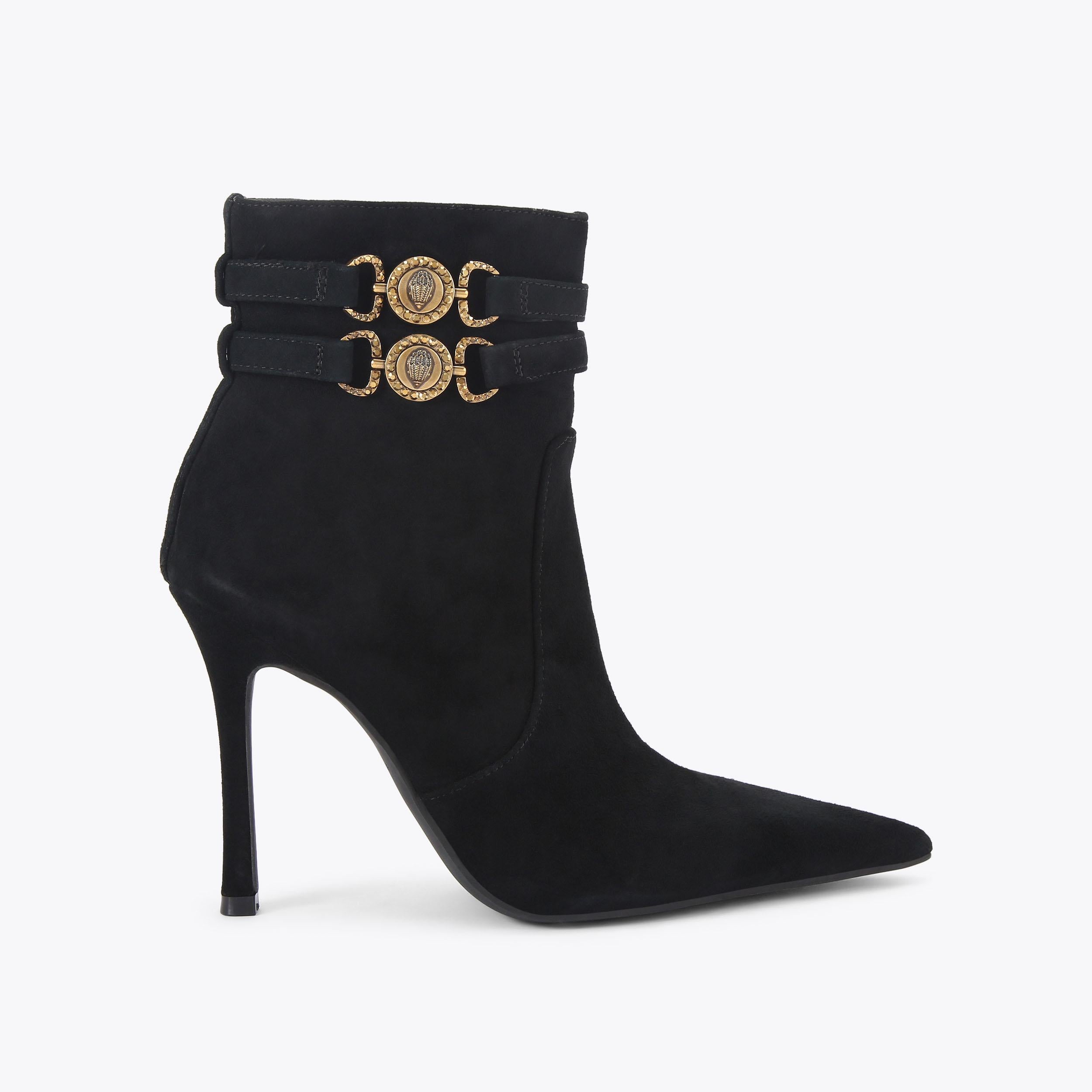 Mansion Ankle Boot — Black Suede Ankle Boot, side profile
