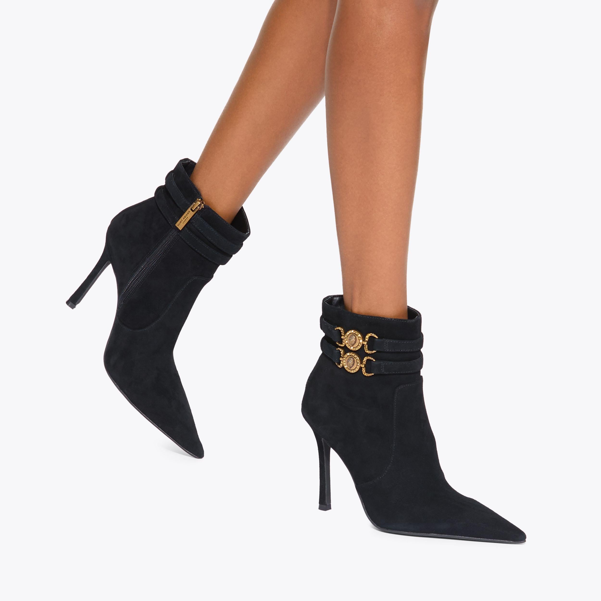 Mansion Ankle Boot — Black Suede Ankle Boot, worn on foot