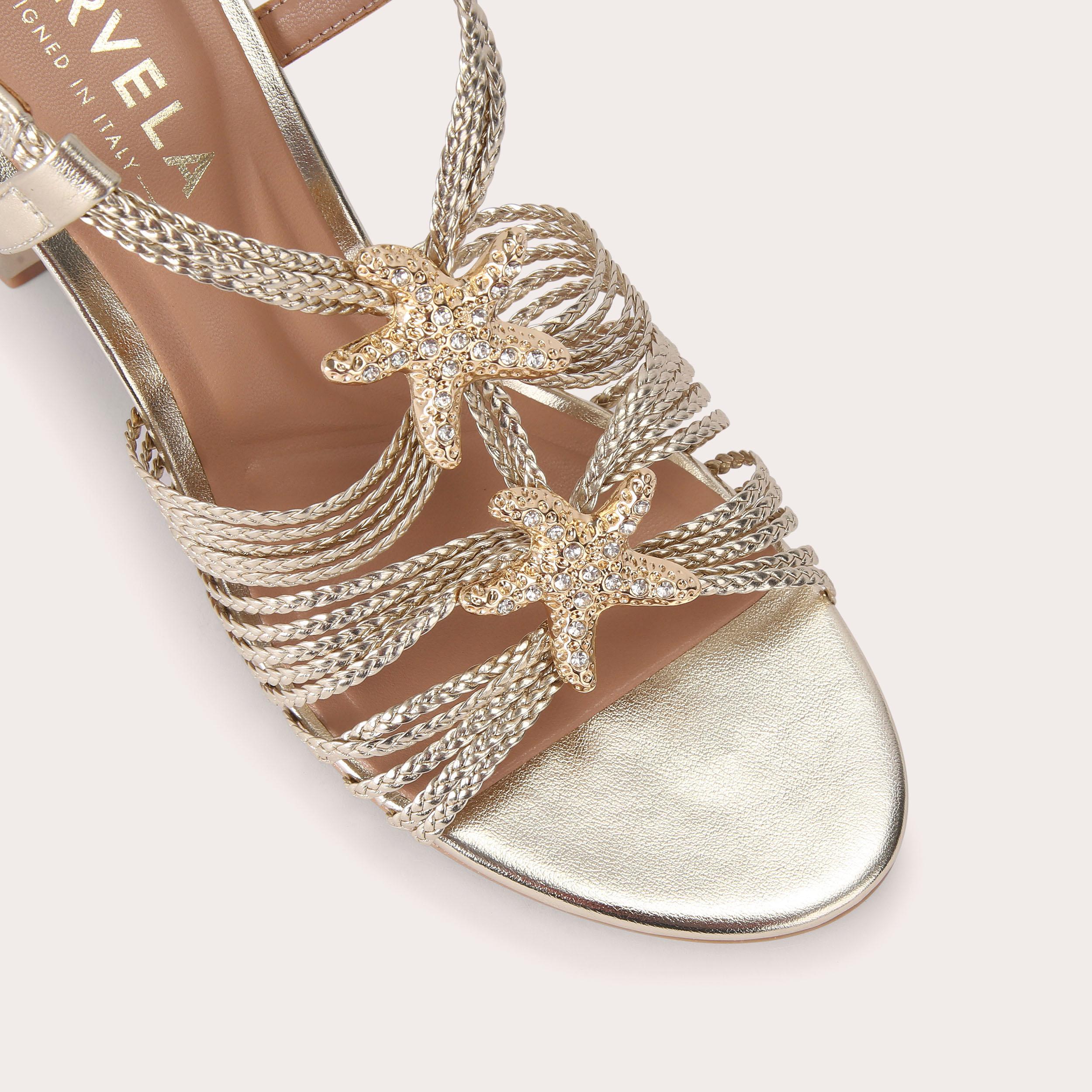 Marina Block Heel — Gold Braided Strap Sandal, view 5