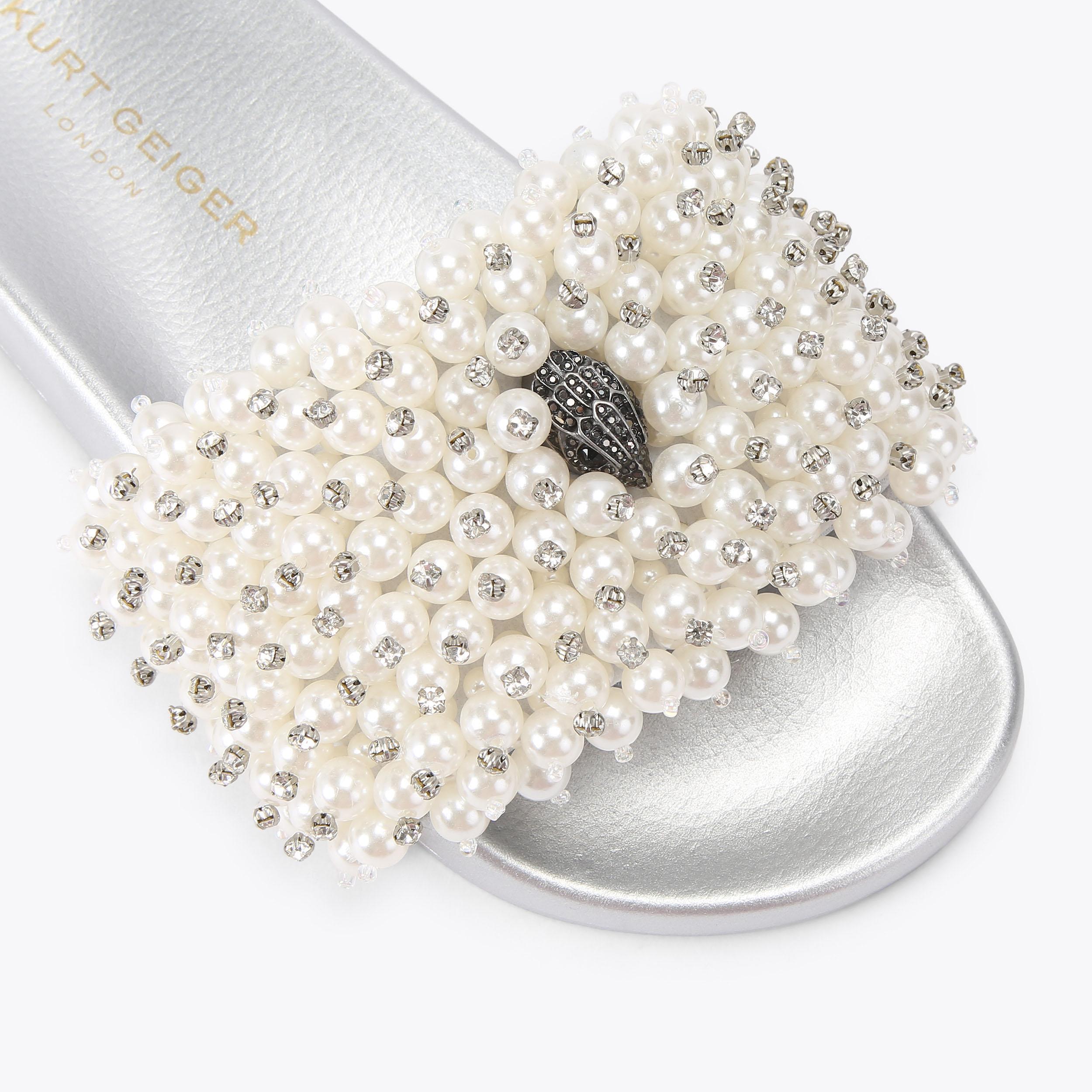 Meena Eagle — Cream Pearl Slide Sandal, view 5