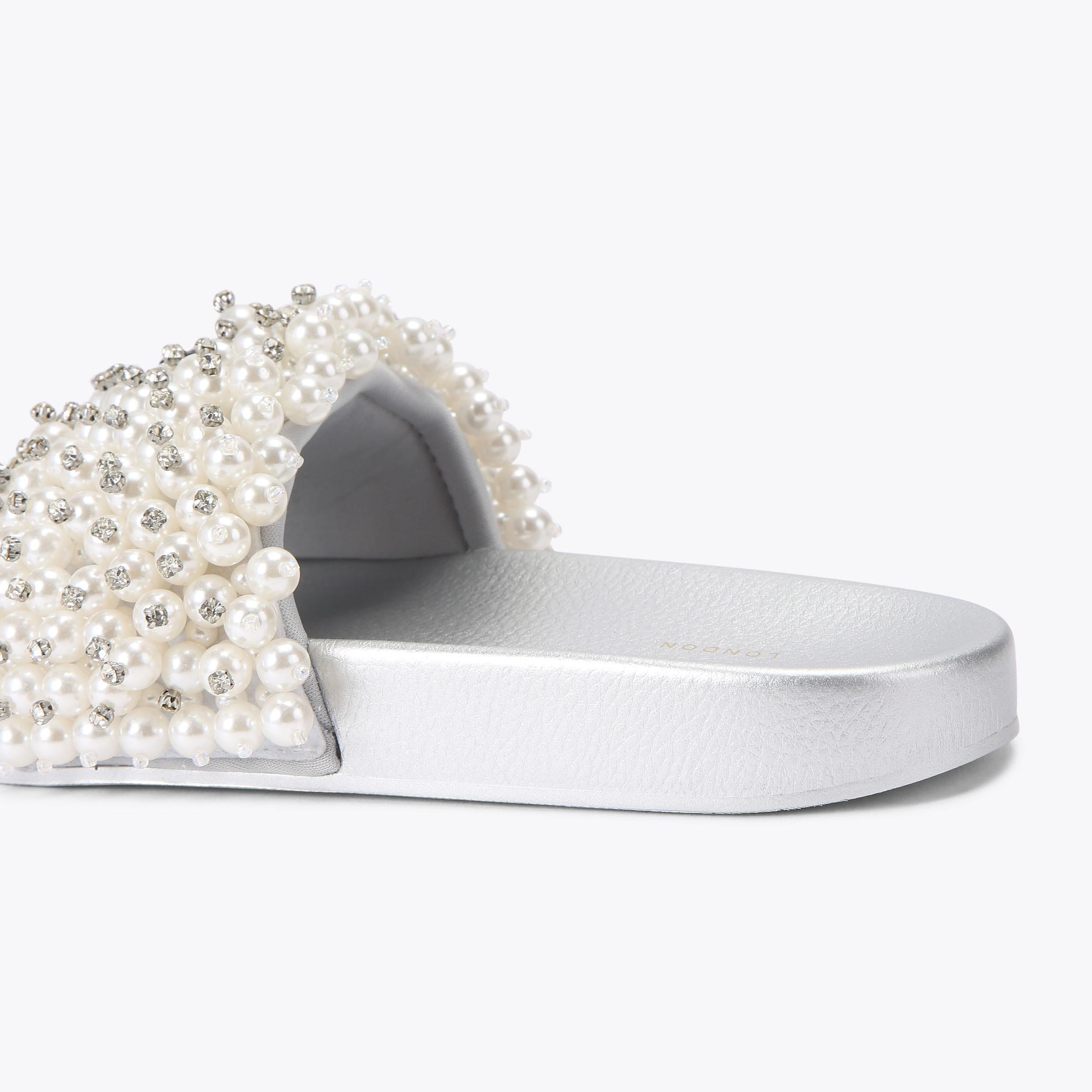 Meena Eagle — Cream Pearl Slide Sandal, detail