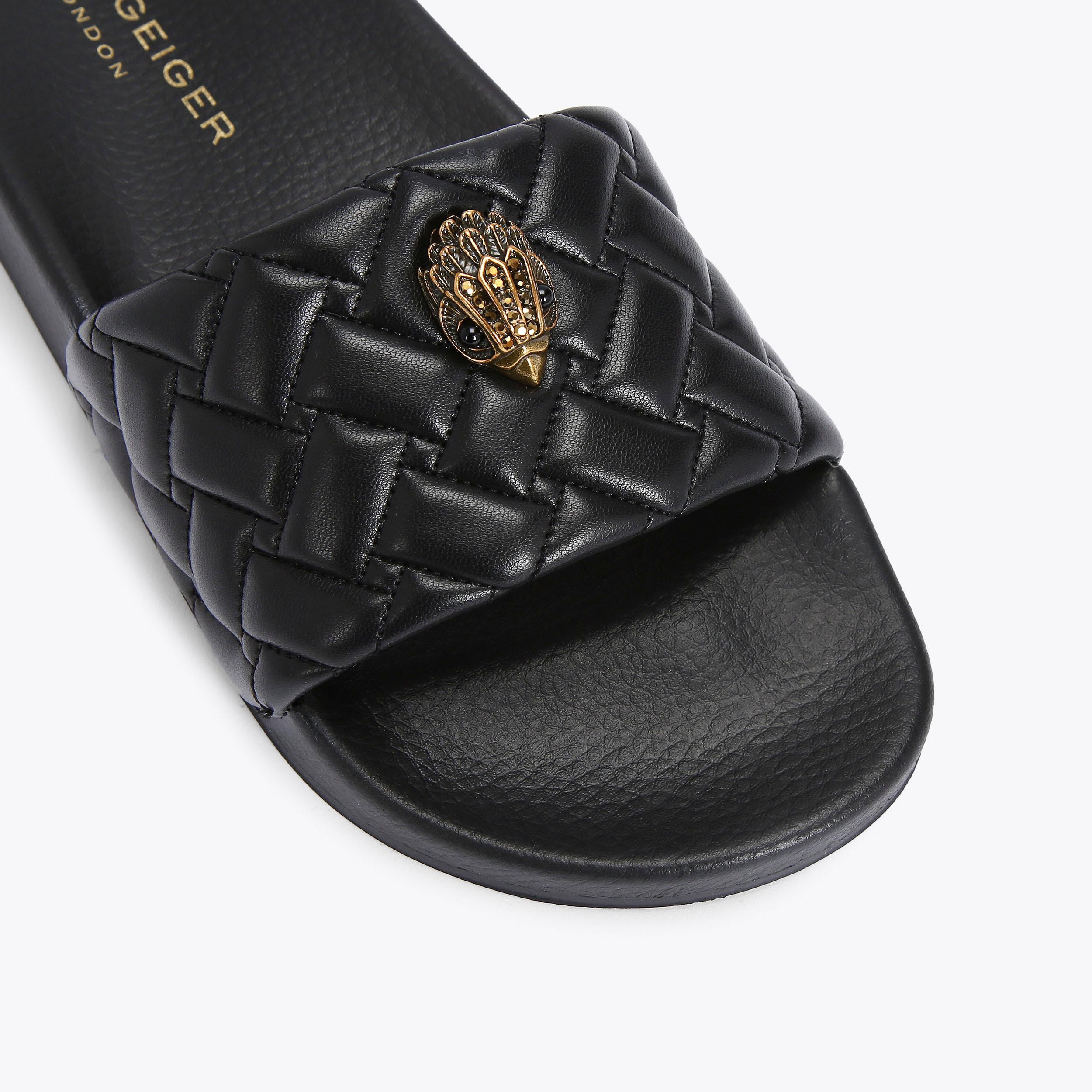 Meena Eagle — Black Quilted Slide, detail