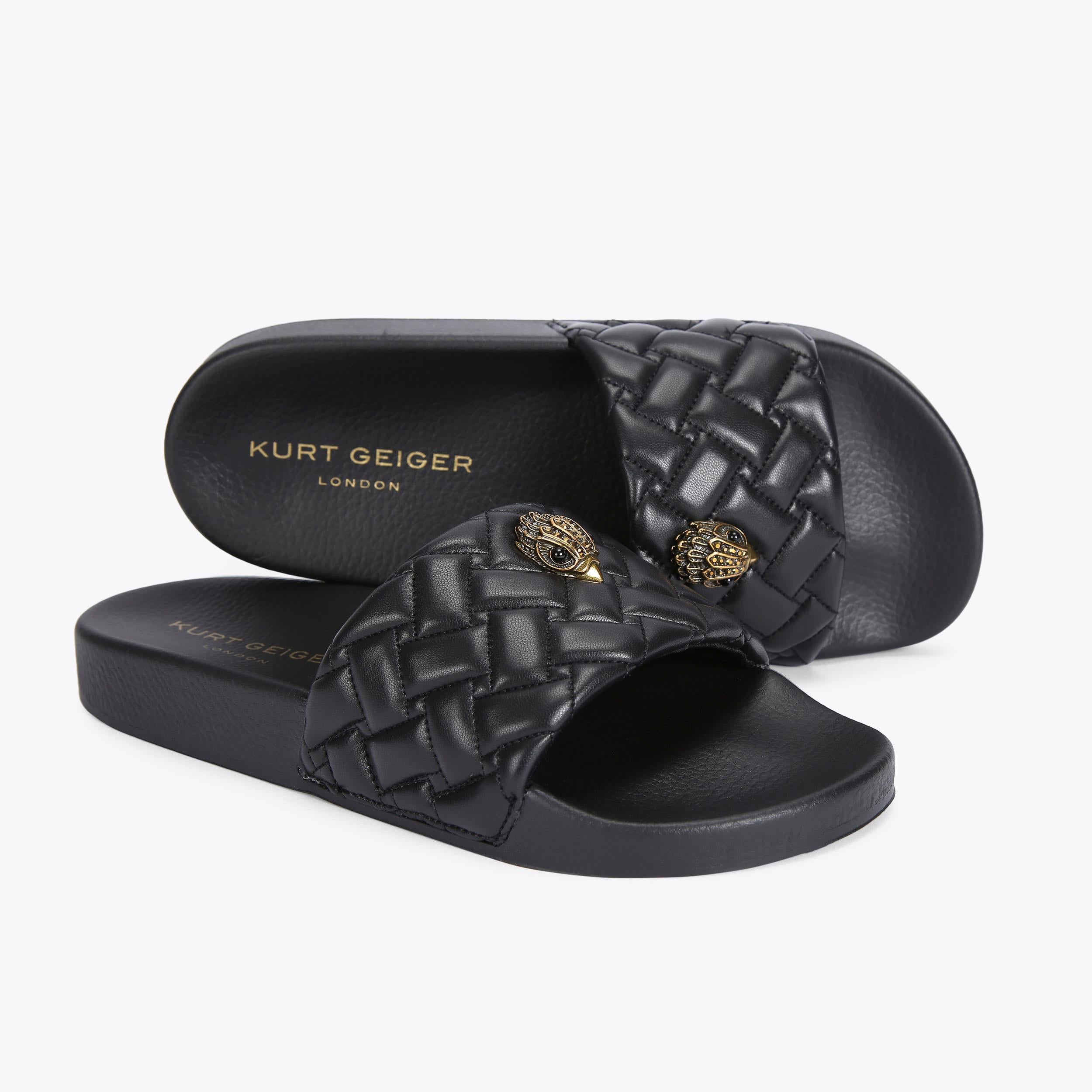 Meena Eagle — Black Quilted Slide, view 5